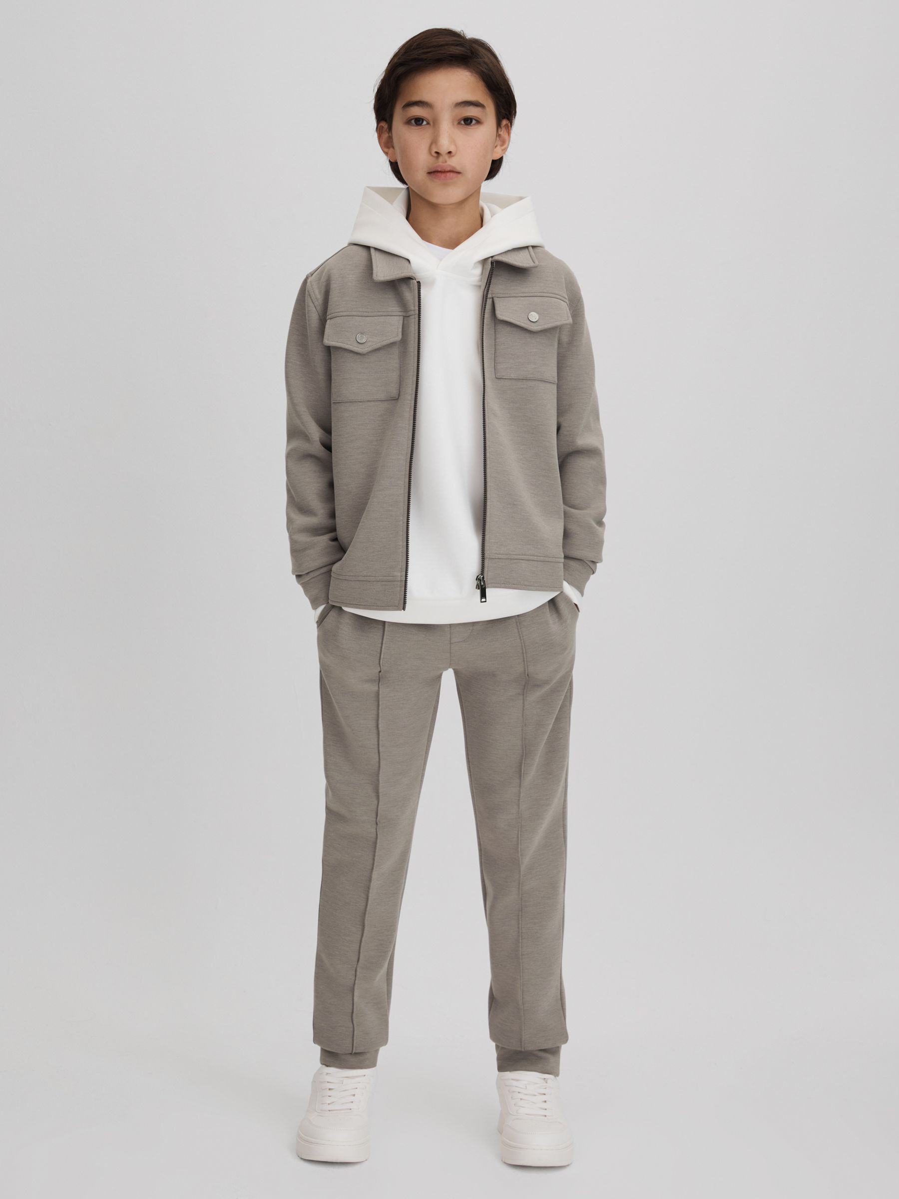 9-13 yrs Interlock Jersey Drawstring Joggers in Taupe - Image 1 of 6