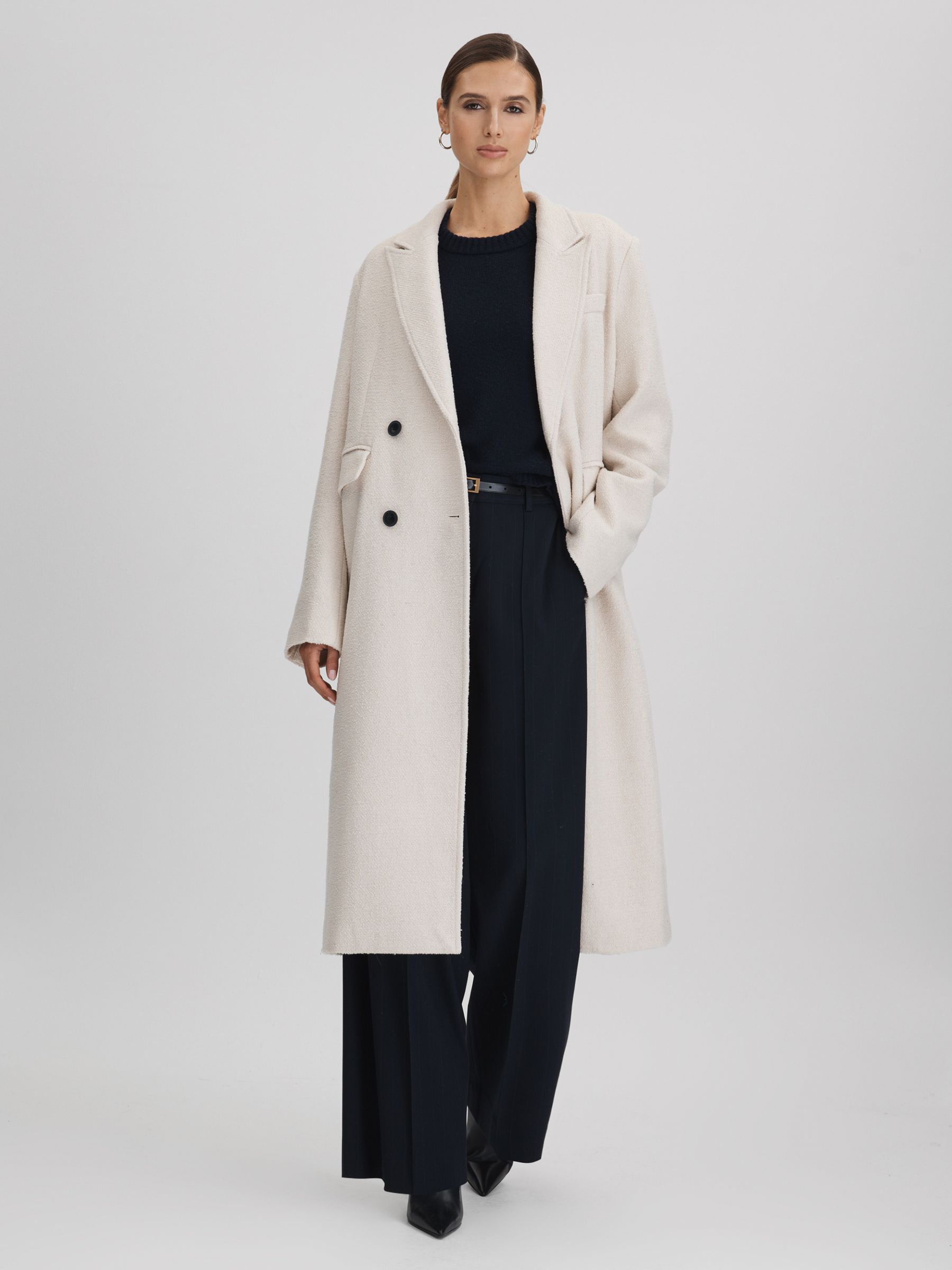 Meotine Wool Blend Boucle Coat in Cream - Image 1 of 7