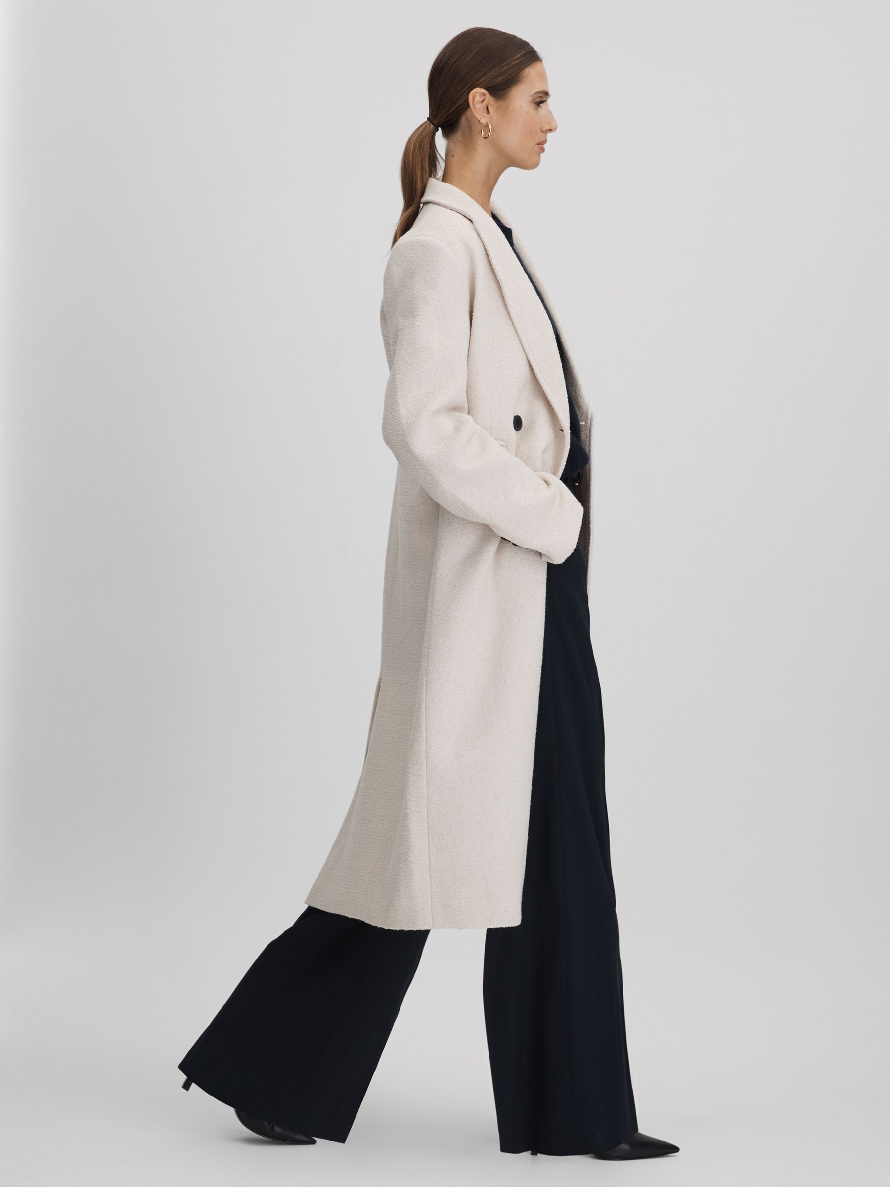 Meotine Wool Blend Boucle Coat in Cream - Image 4 of 7