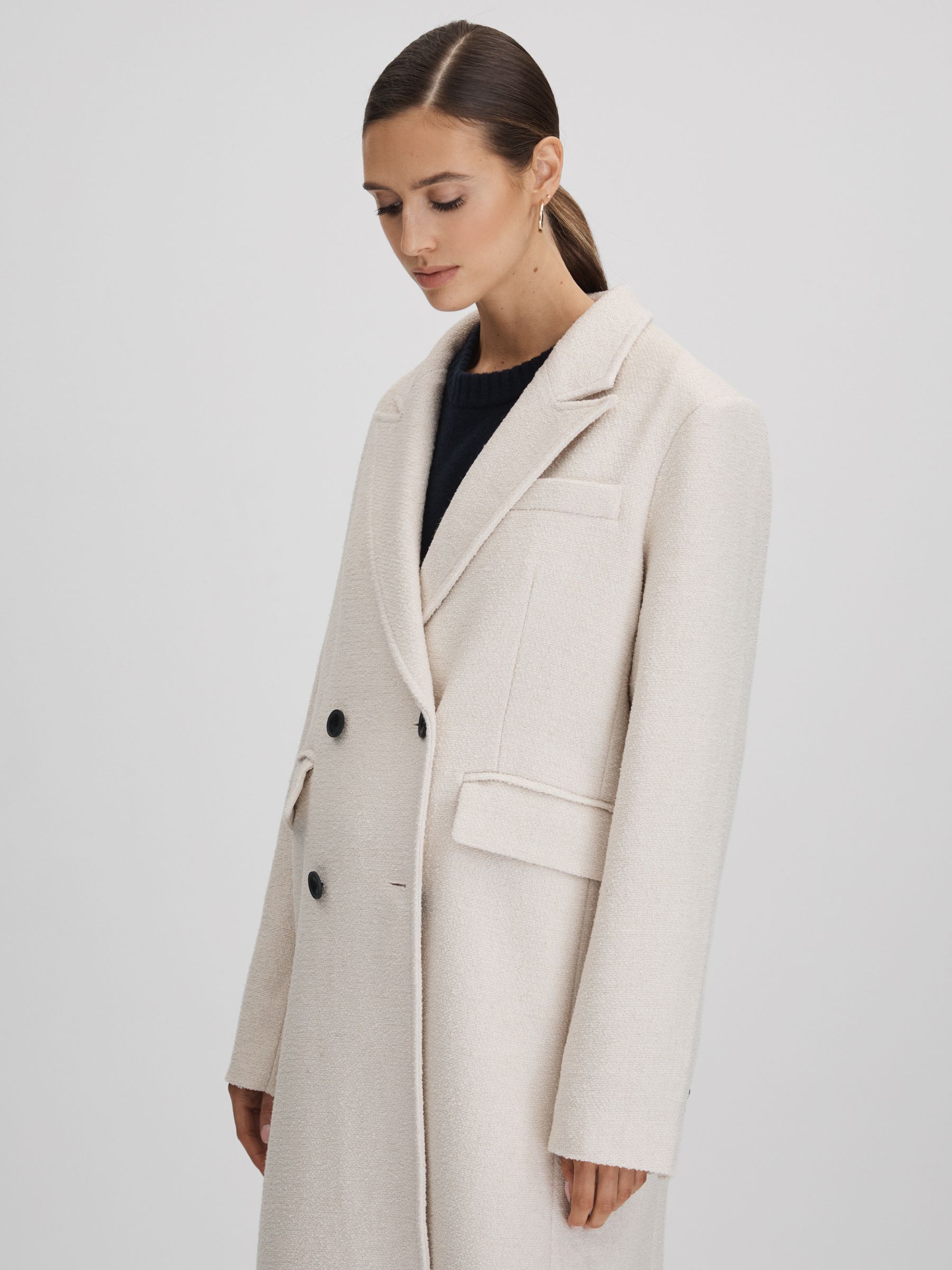Meotine Wool Blend Boucle Coat in Cream - Image 5 of 7