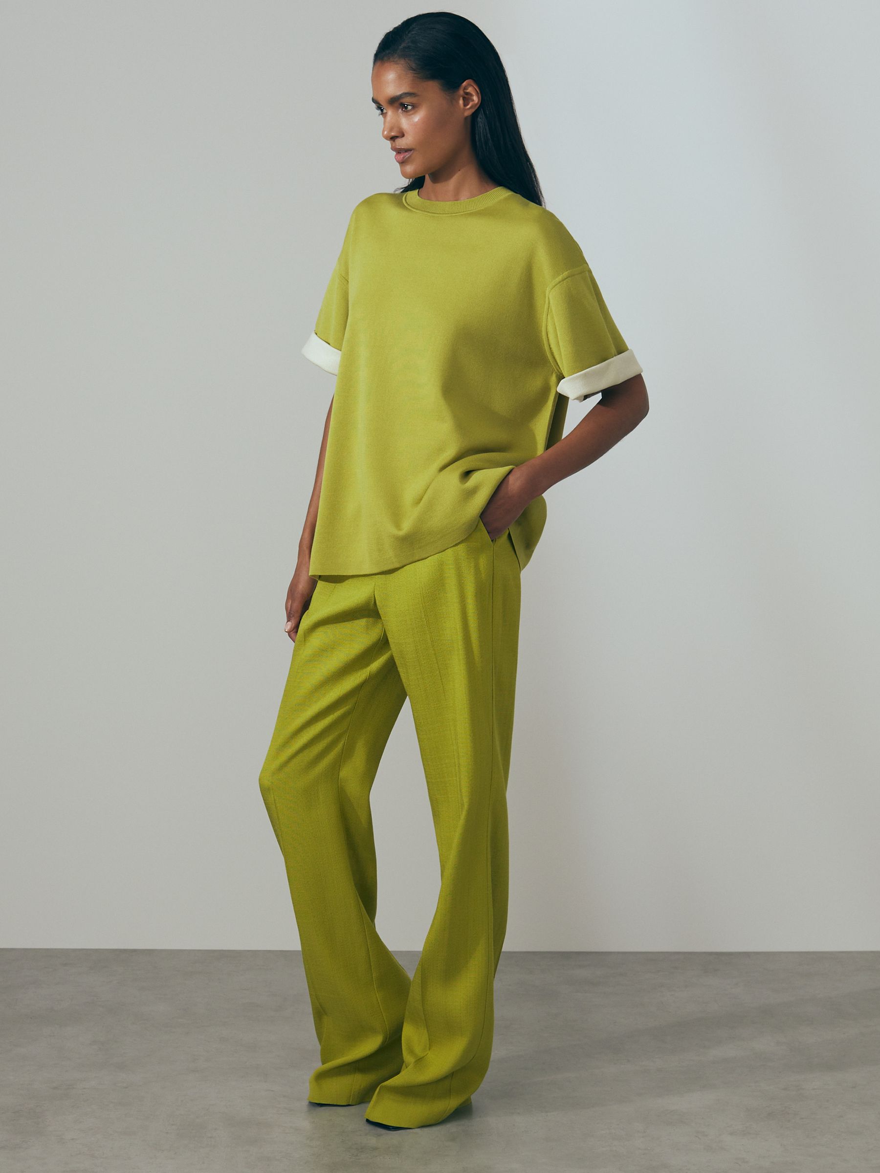 Atelier Knitted Silk Blend Top with Cashmere in Green - Image 3 of 5