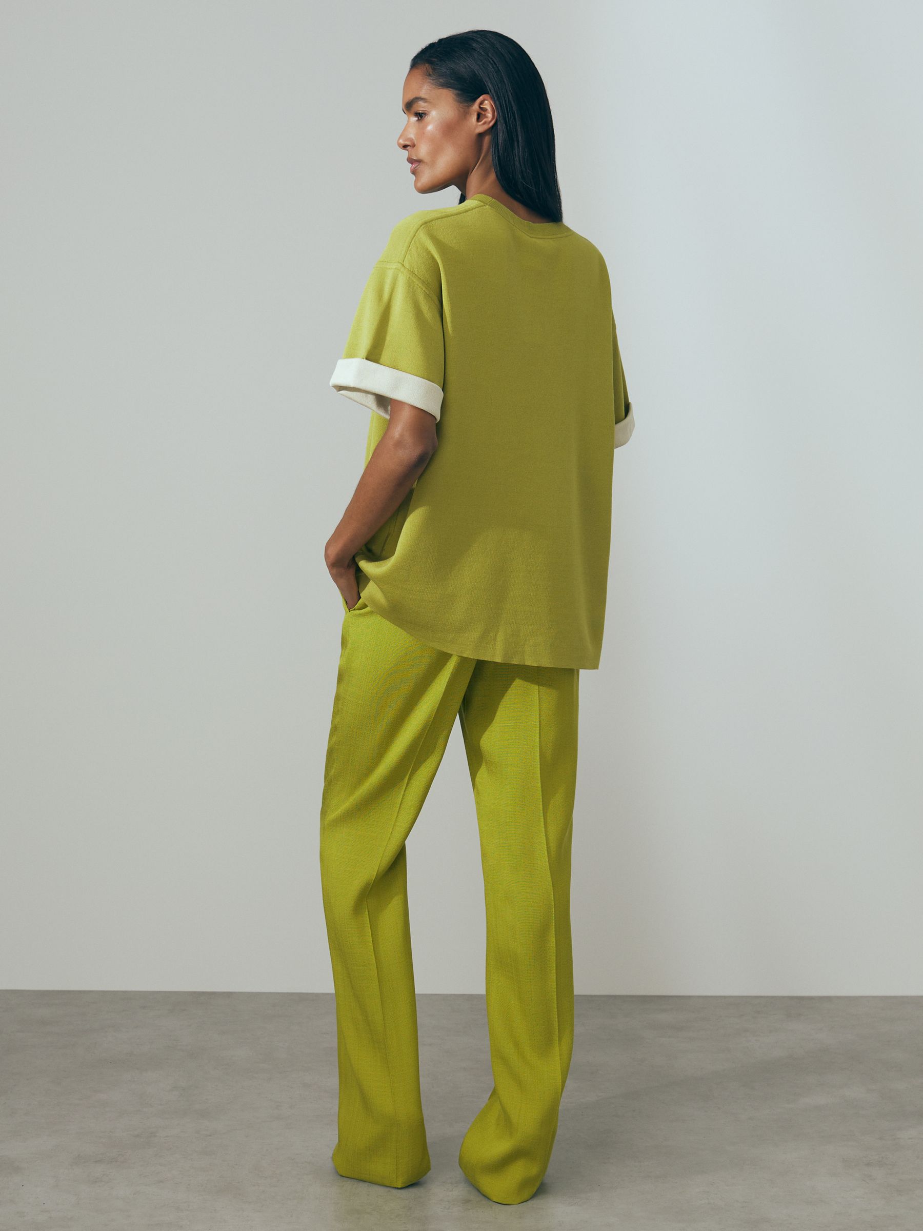 Atelier Knitted Silk Blend Top with Cashmere in Green - Image 4 of 5