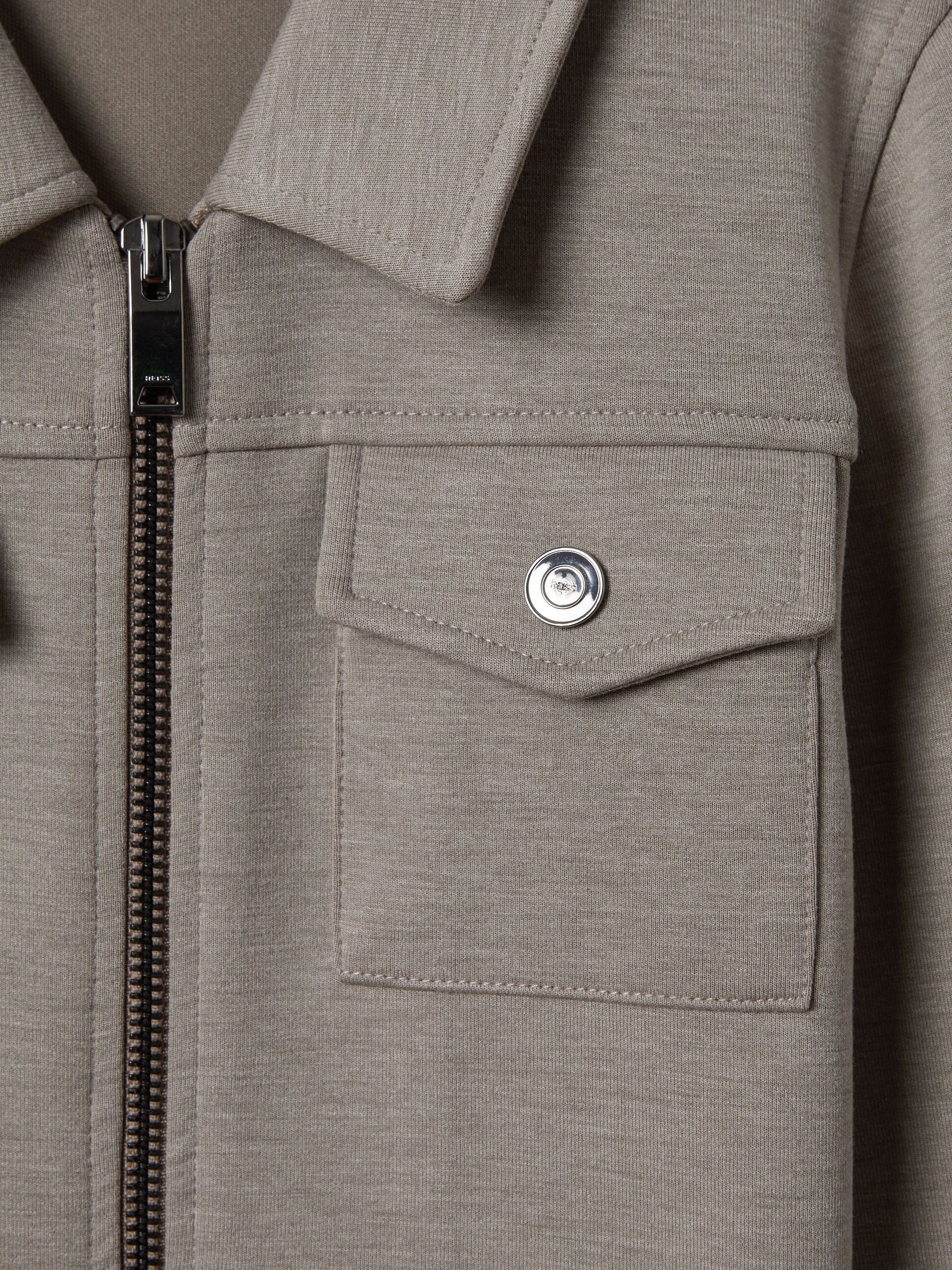 Interlock Jersey Zip-Through Jacket in Taupe - Image 7 of 7