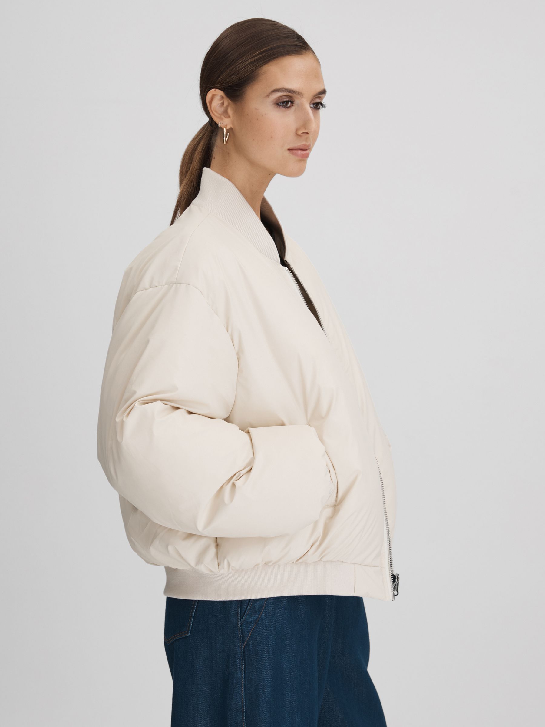 Meotine Bomber Jacket in Cream - Image 1 of 6