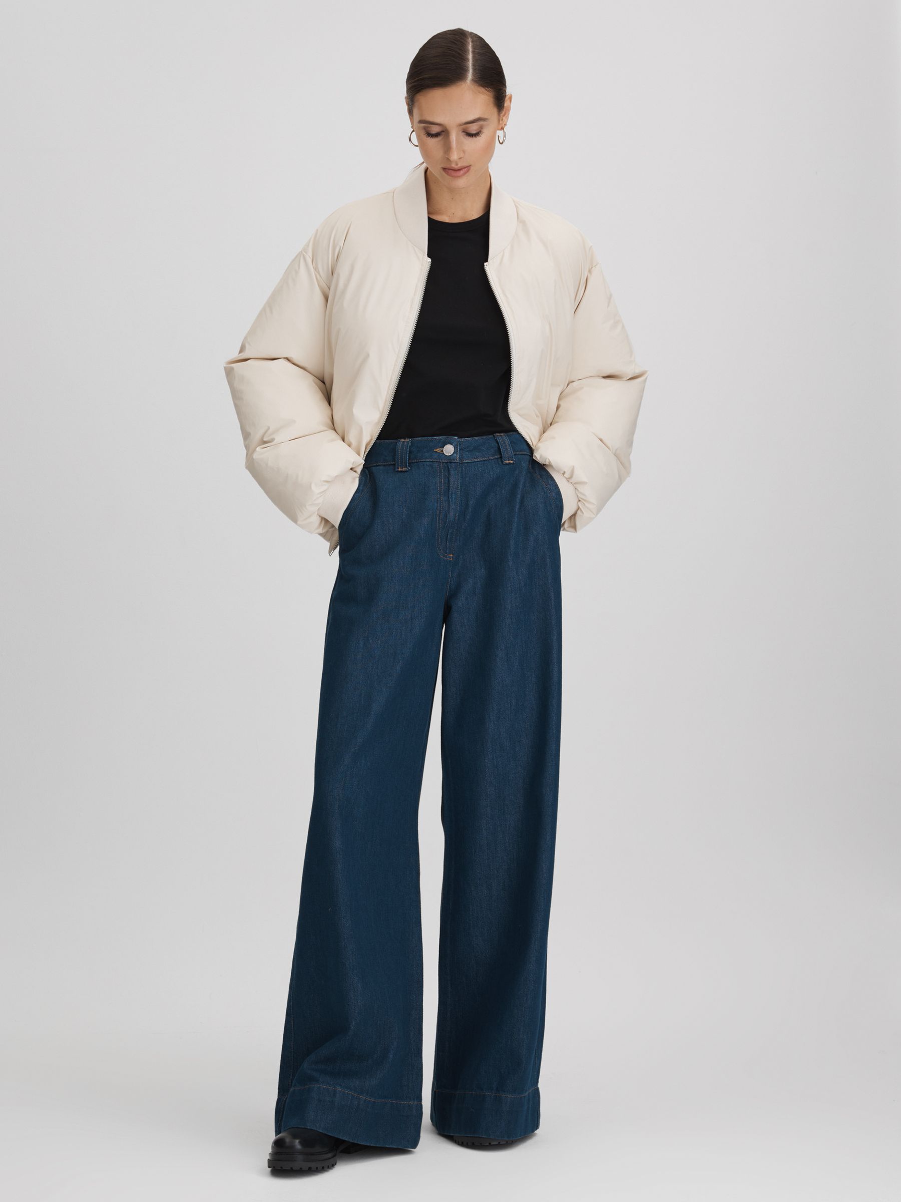 Meotine Bomber Jacket in Cream - Image 3 of 6