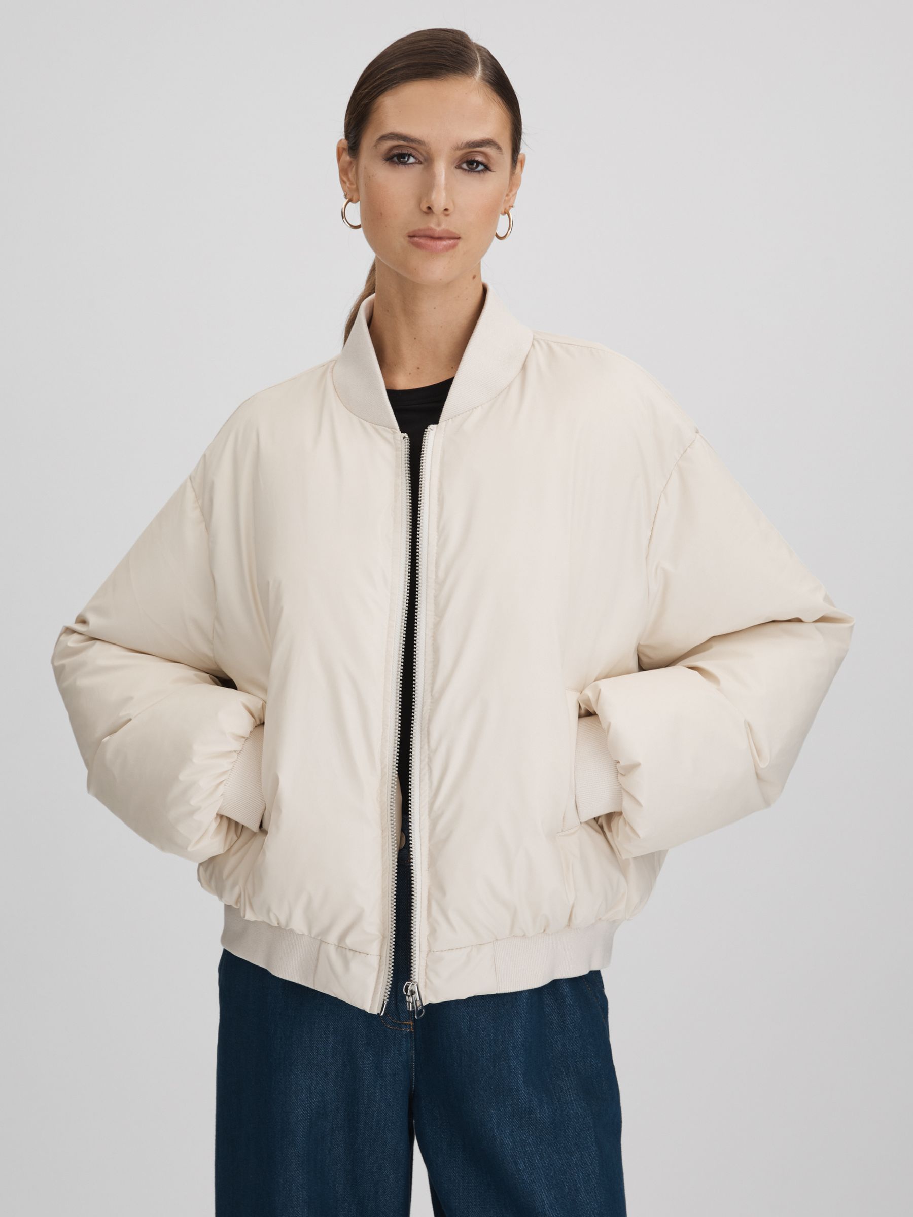 Meotine Bomber Jacket in Cream - Image 4 of 6