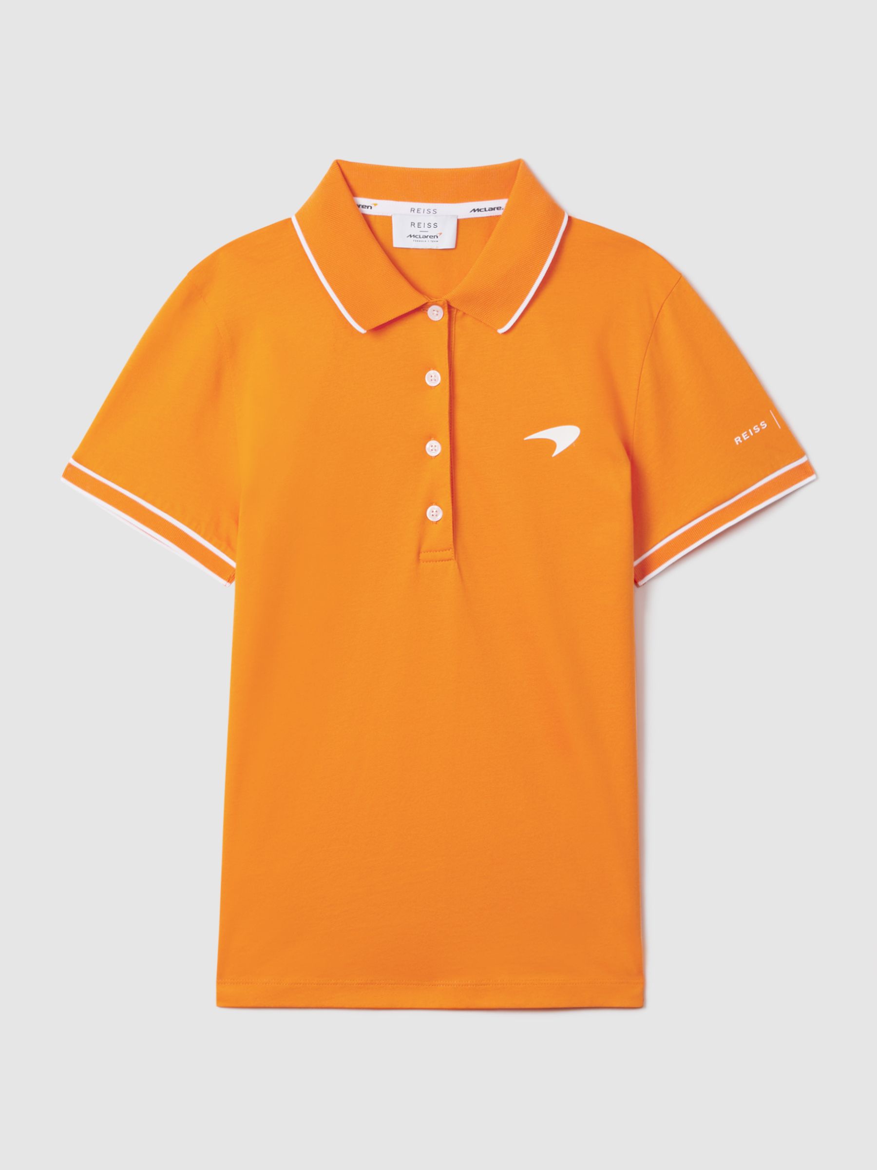McLaren F1 Mercerised Cotton Polo Shirt in Papaya - Image 2 of 9
