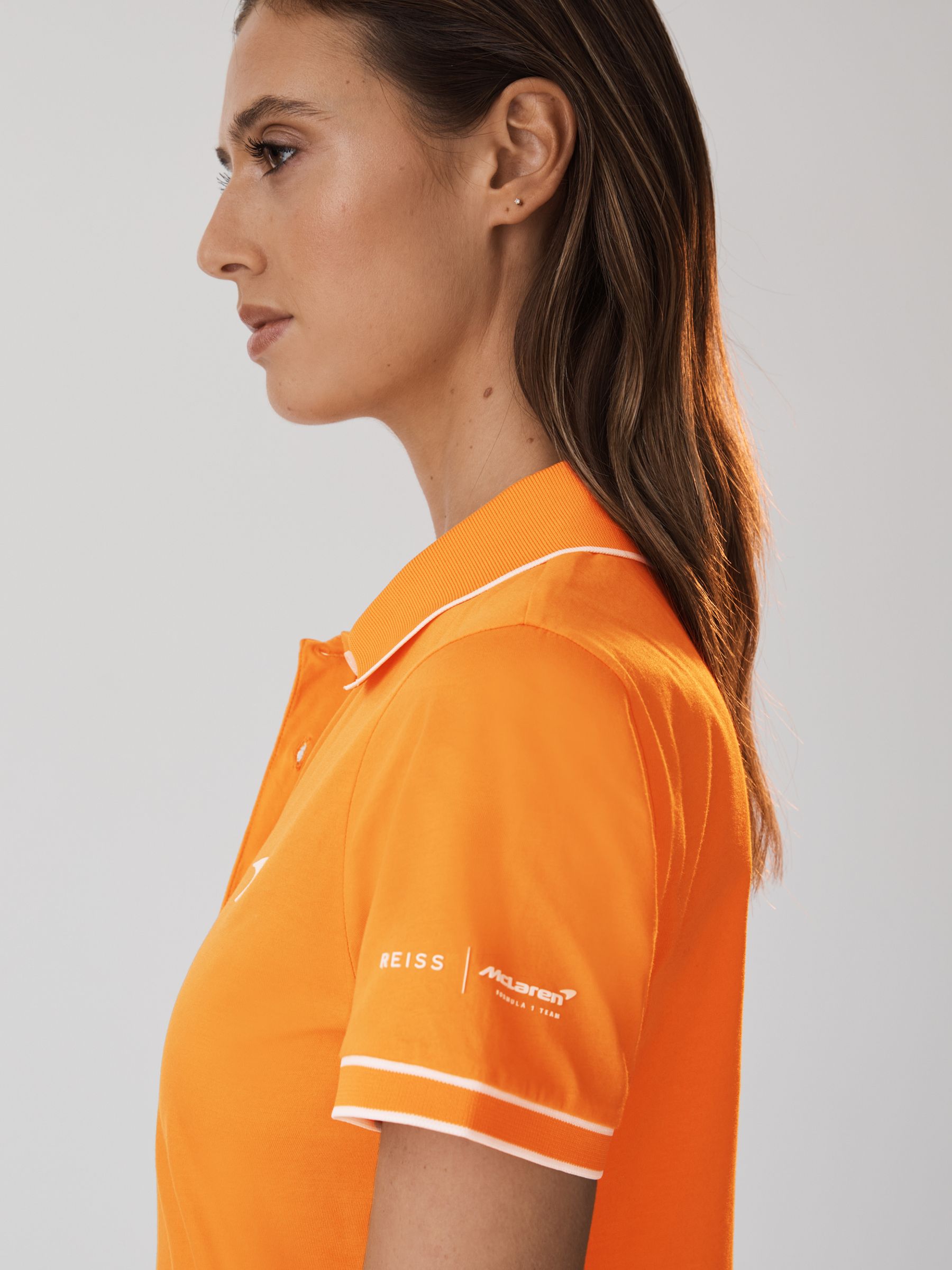 McLaren F1 Mercerised Cotton Polo Shirt in Papaya - Image 7 of 9