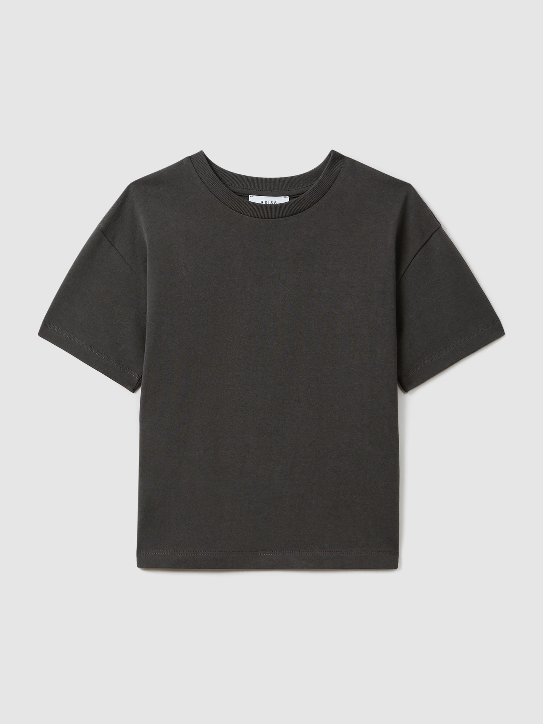 Teen Oversized Cotton Crew Neck T-Shirt in Washed Black - Image 1 of 4