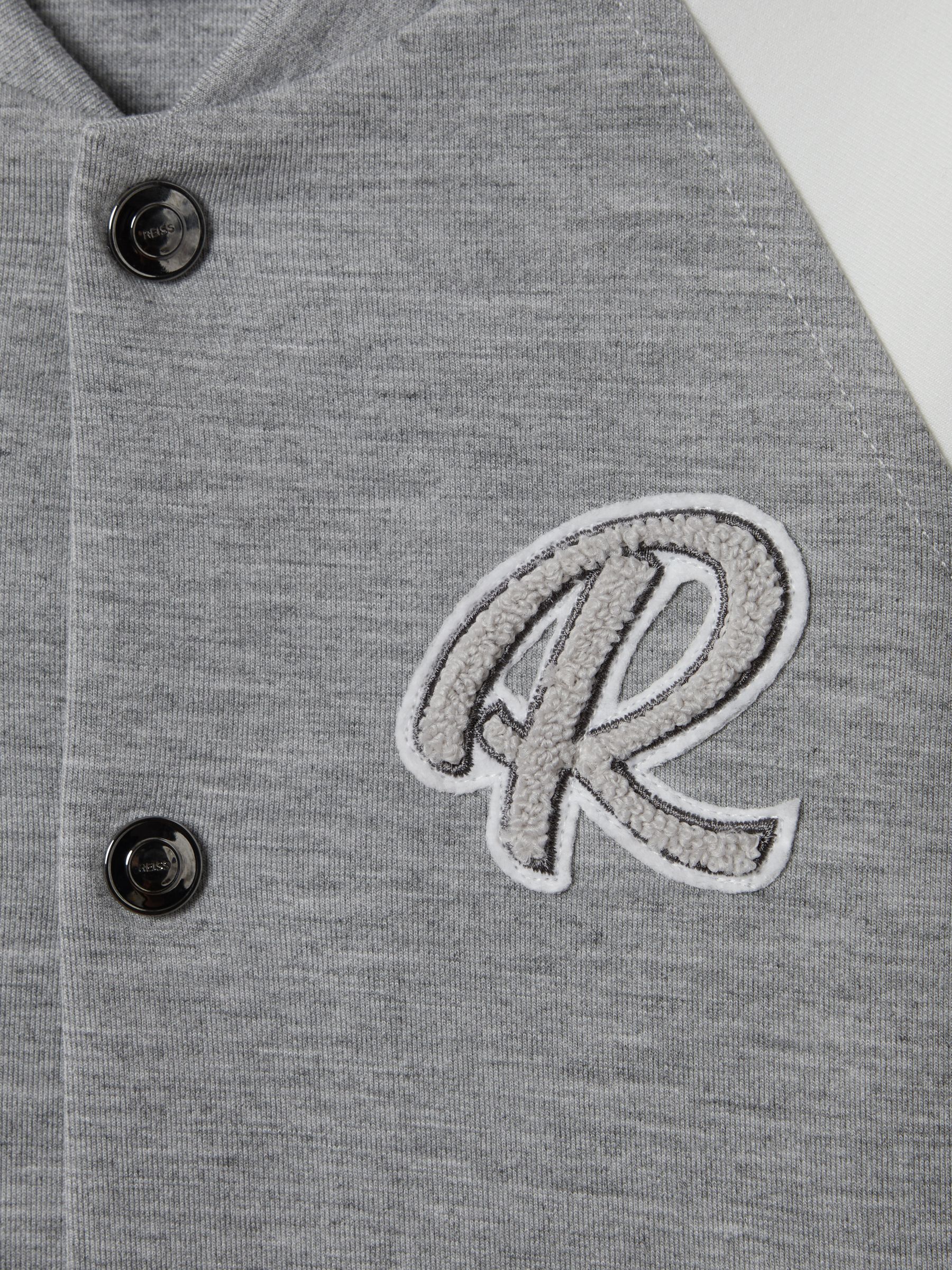 9-13 yrs Jersey Varsity Jacket in Soft Grey/White - Image 6 of 6