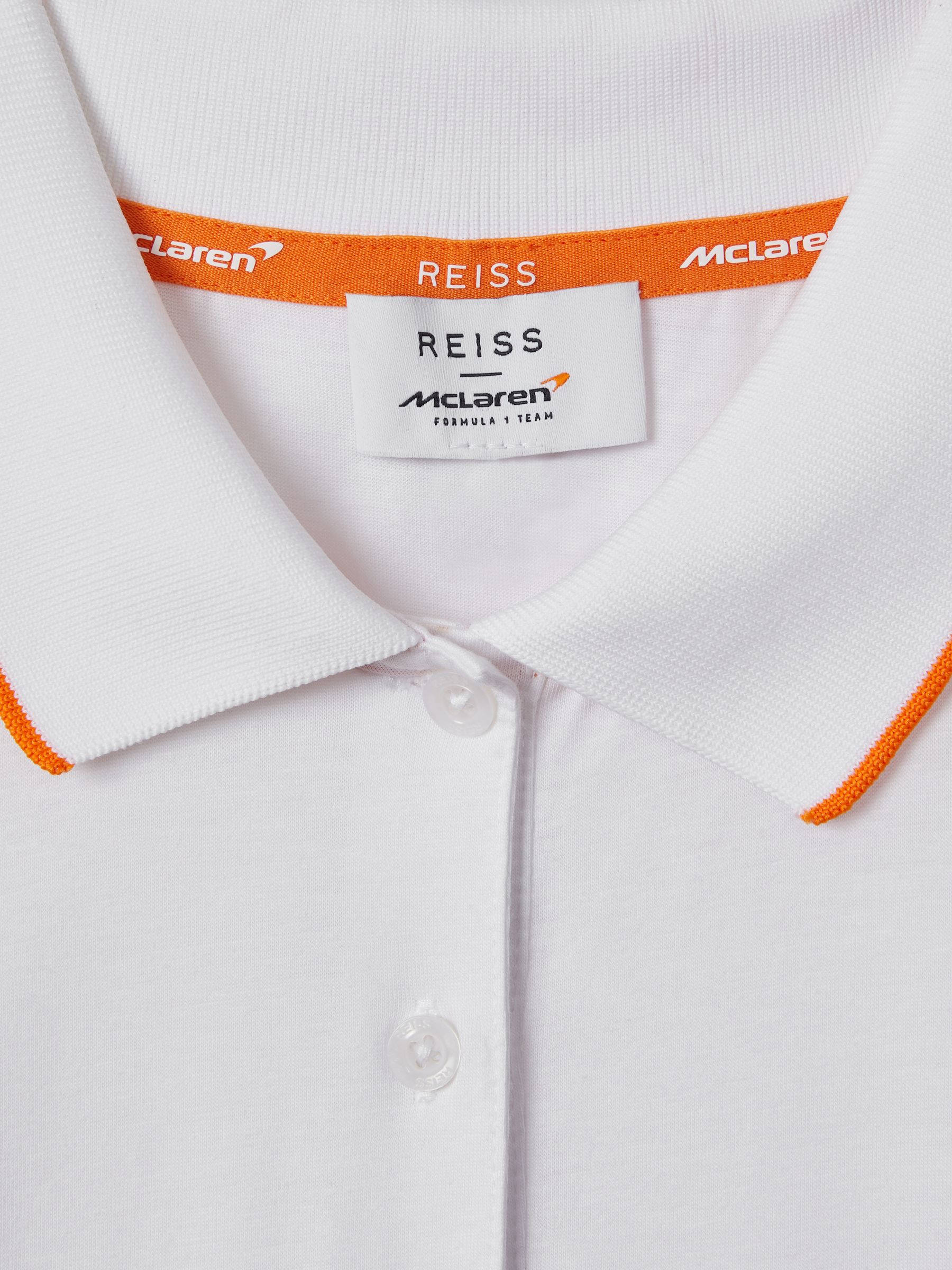 McLaren F1 Mercerised Cotton Polo Shirt in White - Image 8 of 9