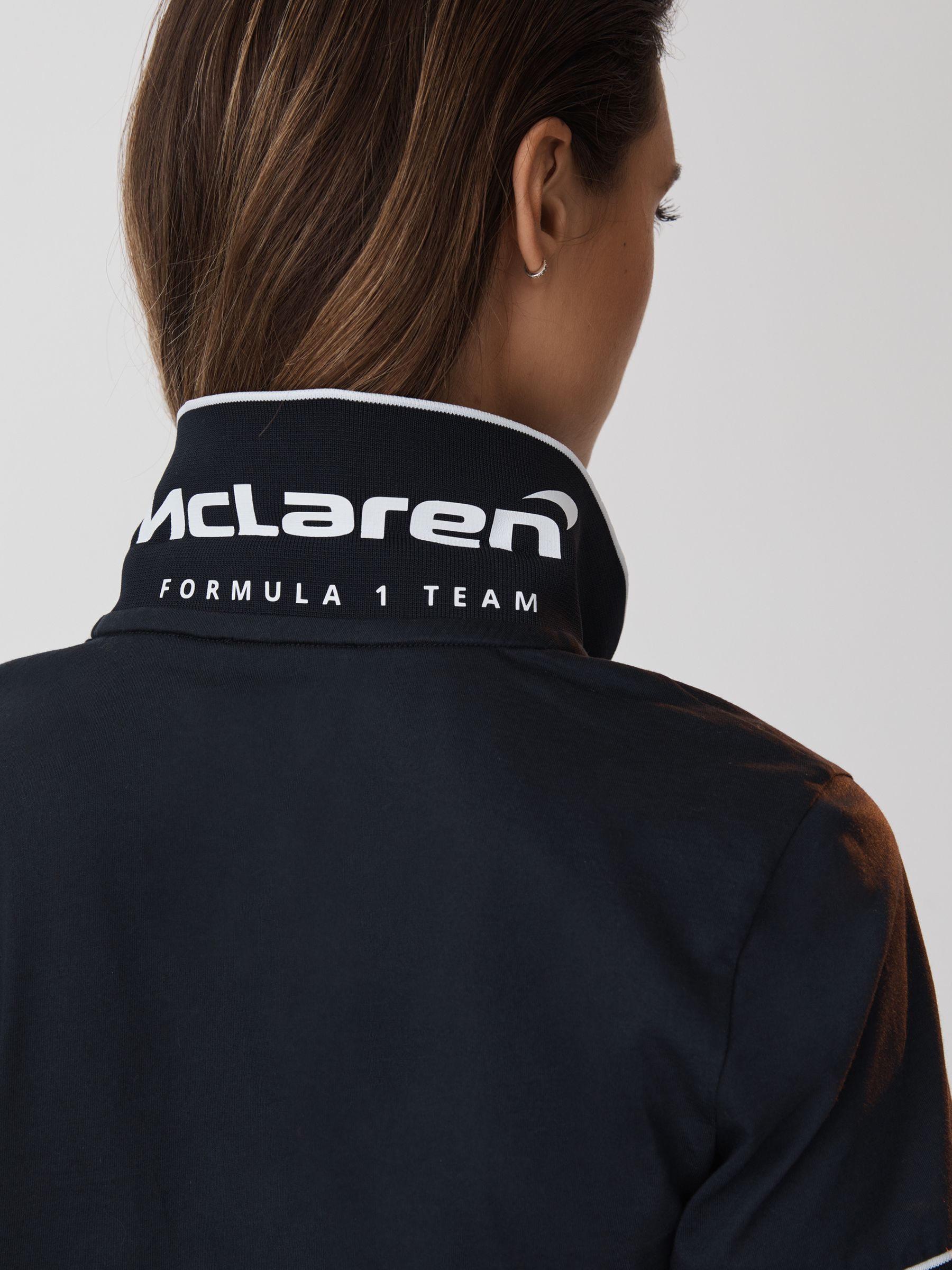 McLaren F1 Mercerised Cotton Polo Shirt in Navy - Image 6 of 9