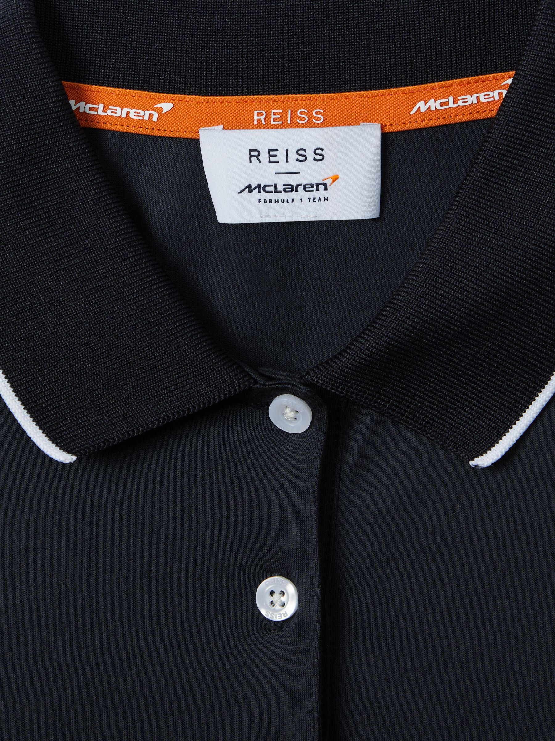 McLaren F1 Mercerised Cotton Polo Shirt in Navy - Image 8 of 9