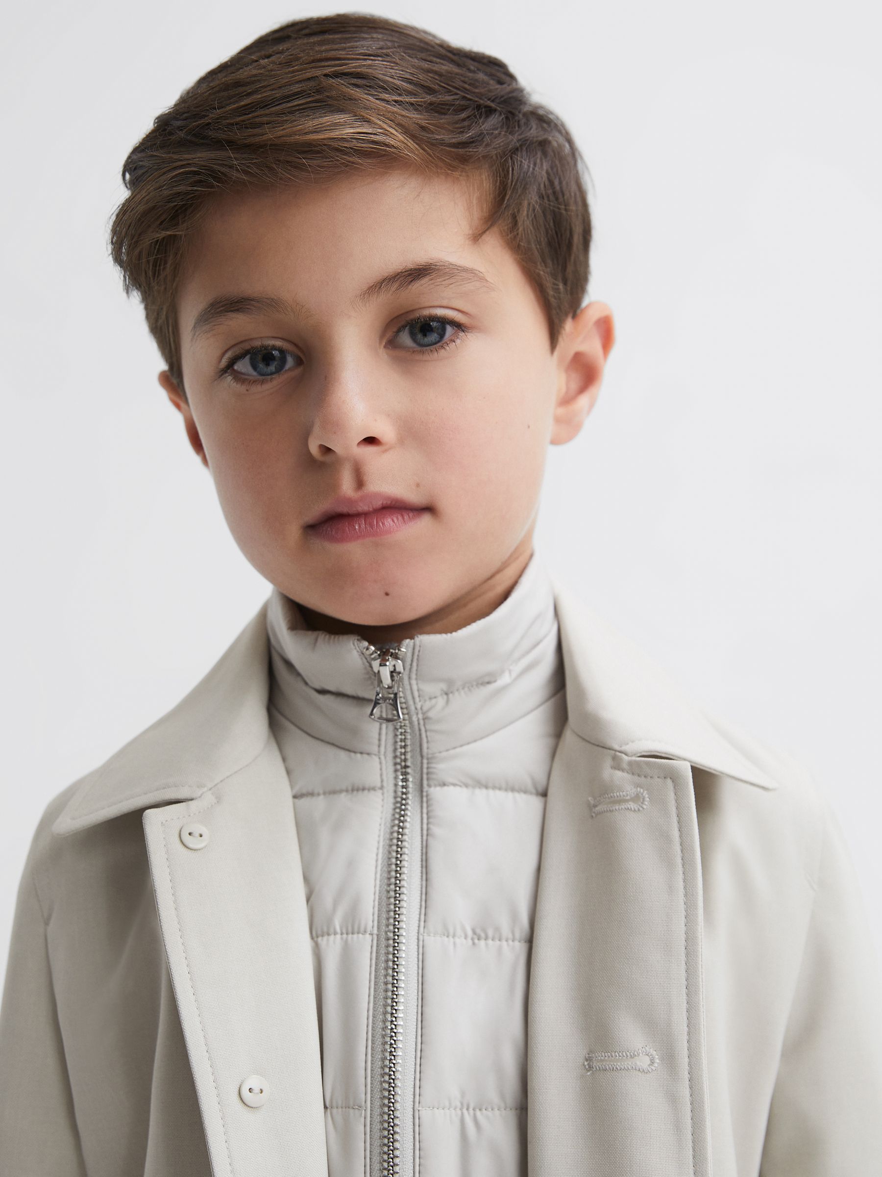 Teen Trench With Funnel-Neck Insert in Stone - Image 4 of 7