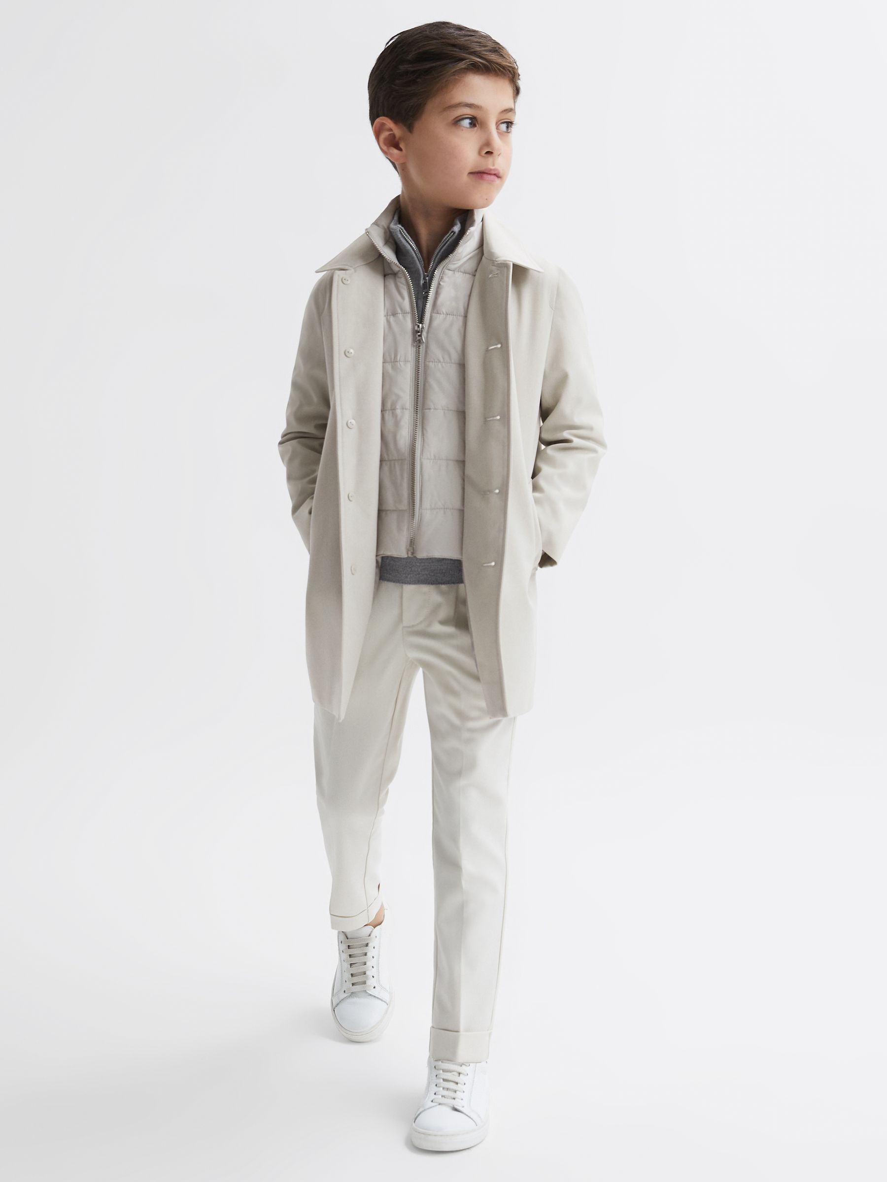 Teen Trench With Funnel-Neck Insert in Stone - Image 5 of 7