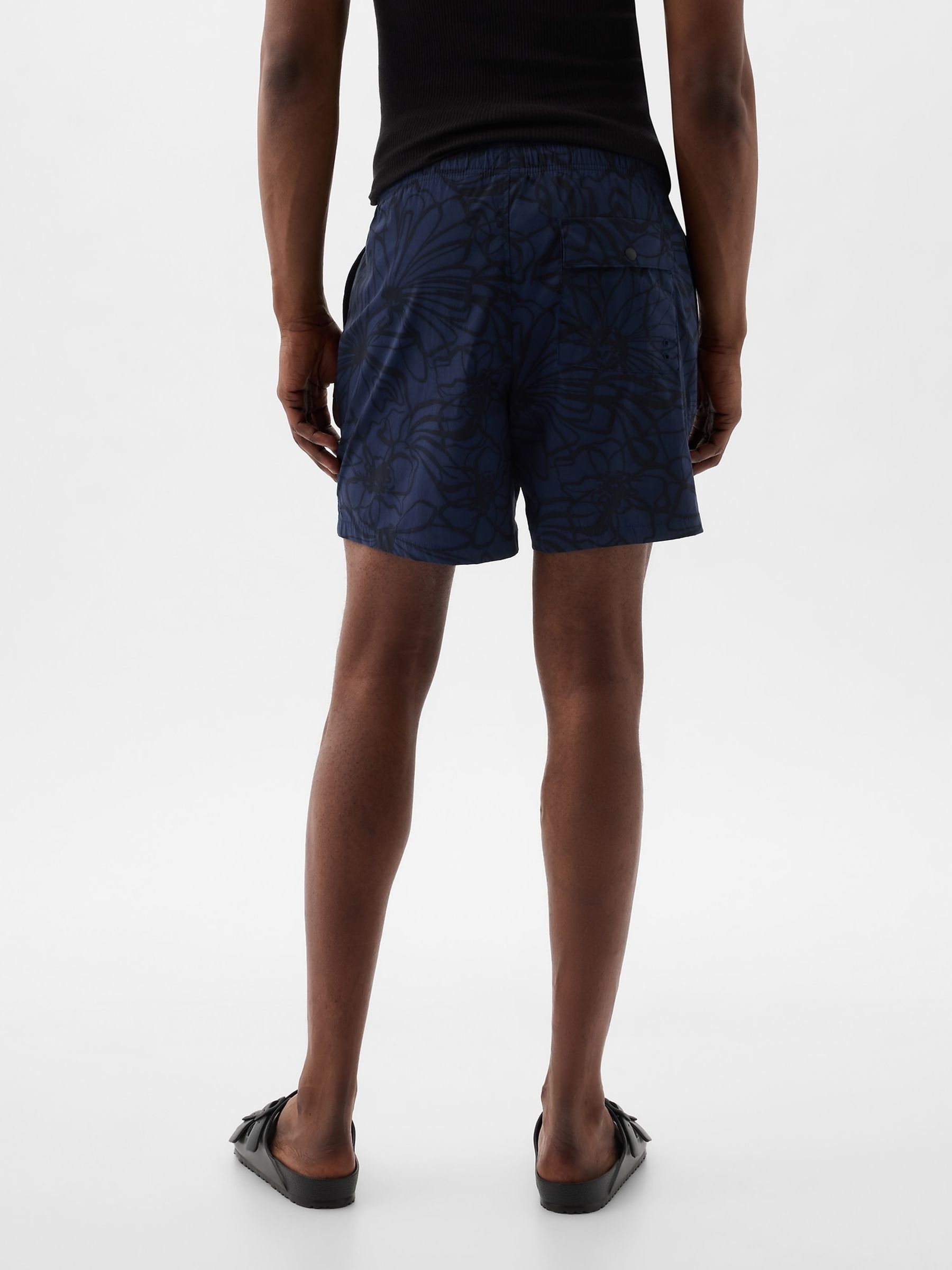 Blue Floral Floral Swim Short - Image 2 of 5