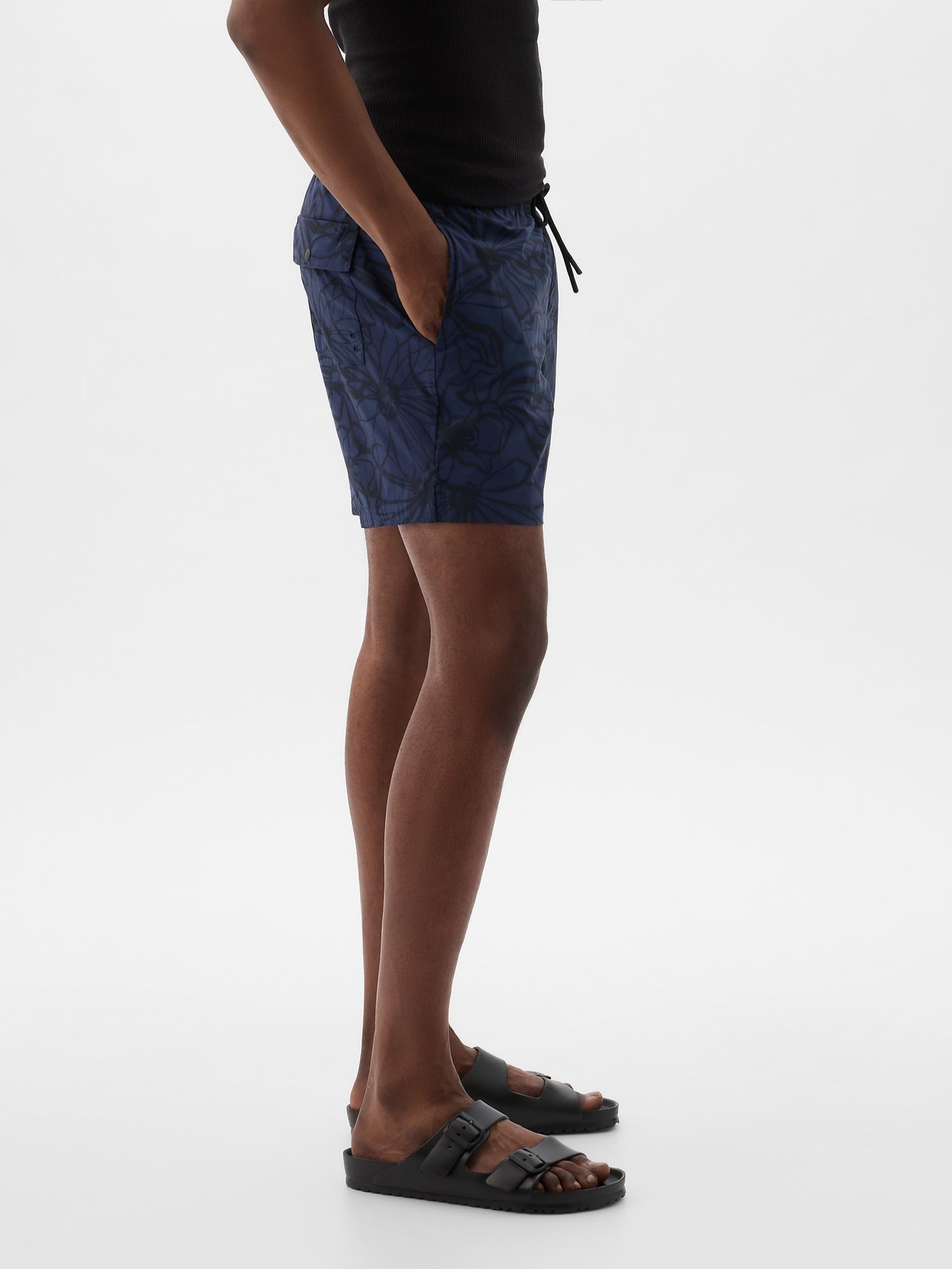 Blue Floral Floral Swim Short - Image 3 of 5