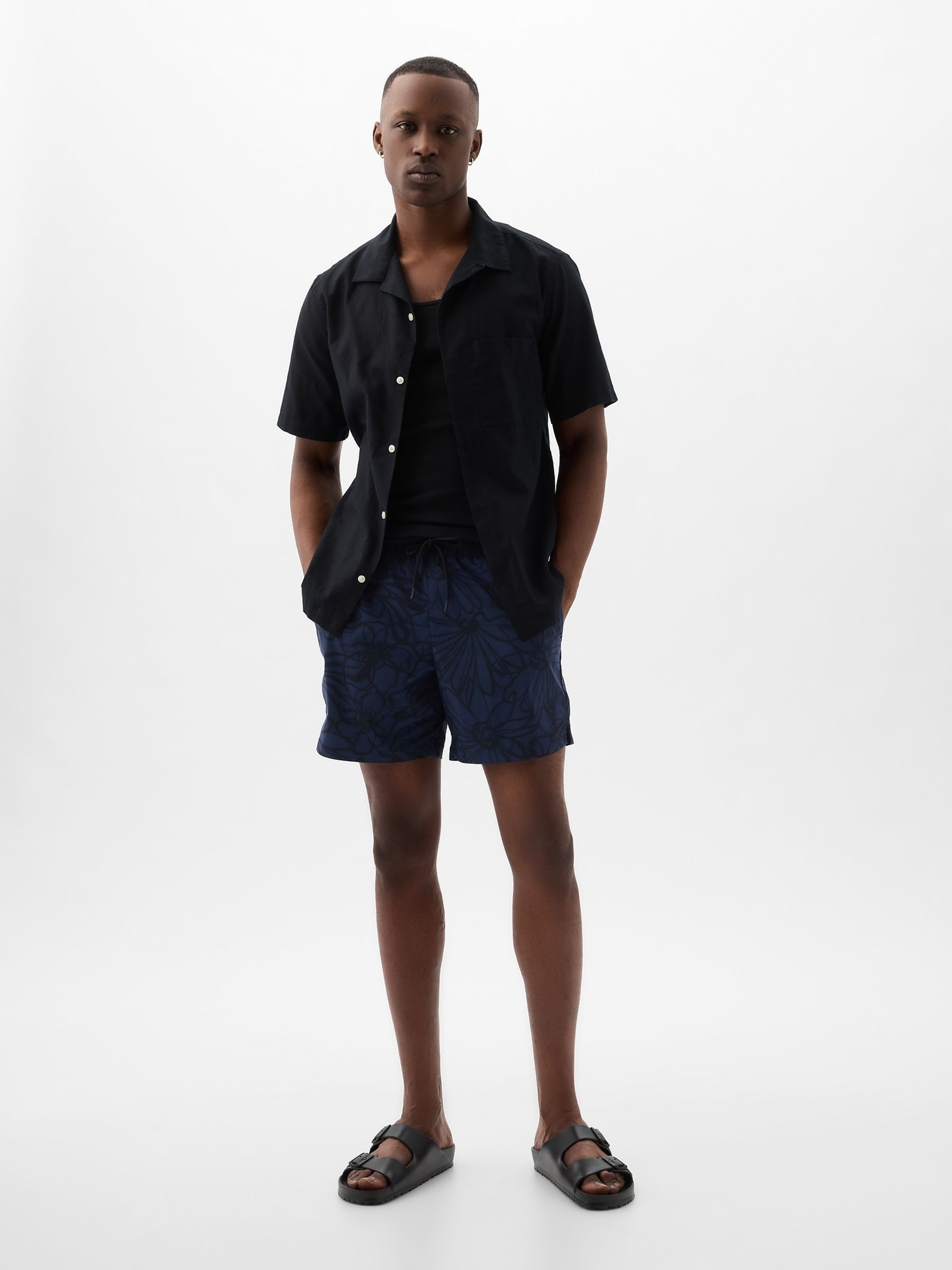 Blue Floral Floral Swim Short - Image 4 of 5