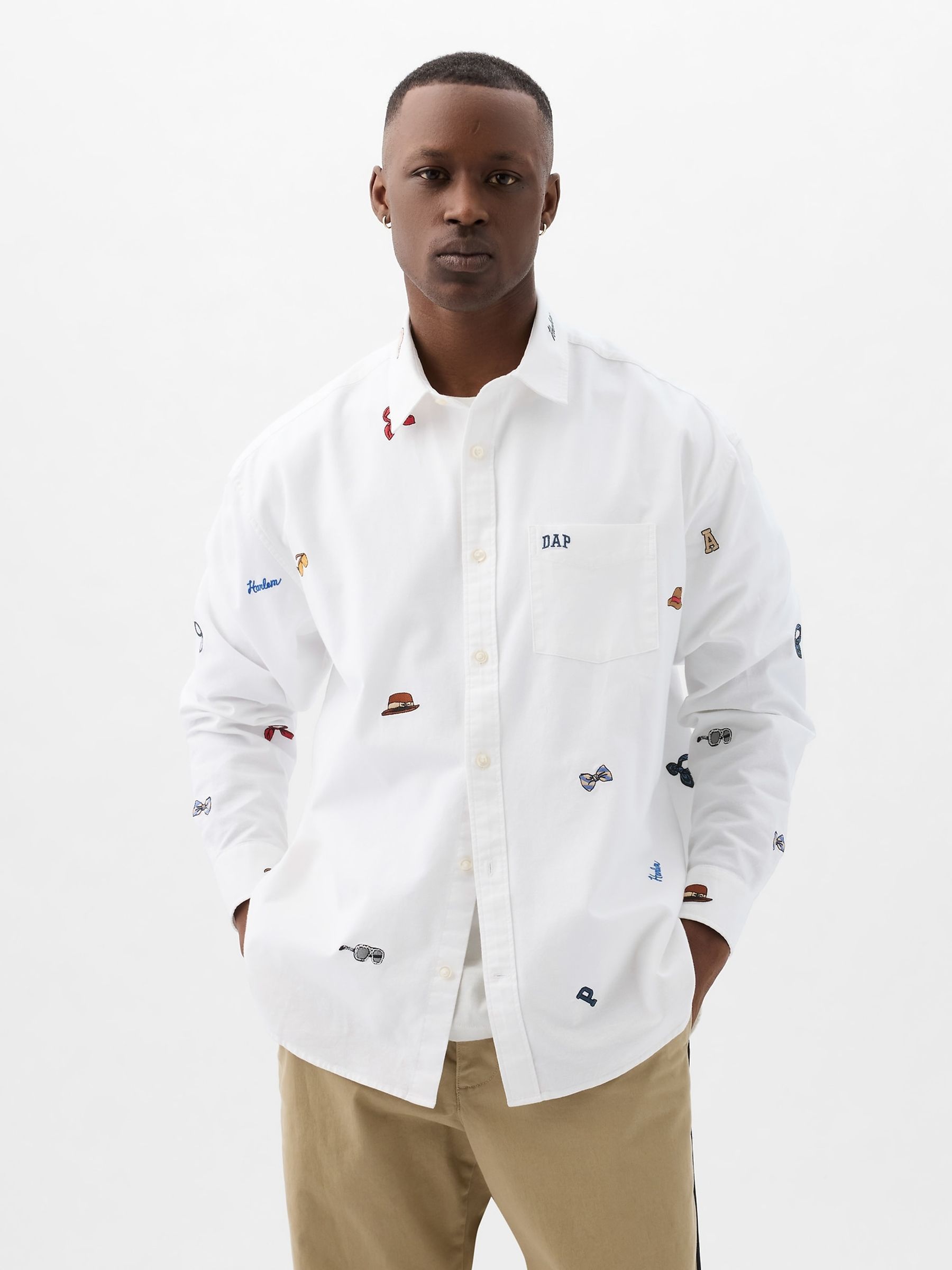 White Dapper Dan Embroidered Oxford Shirt - Image 1 of 4