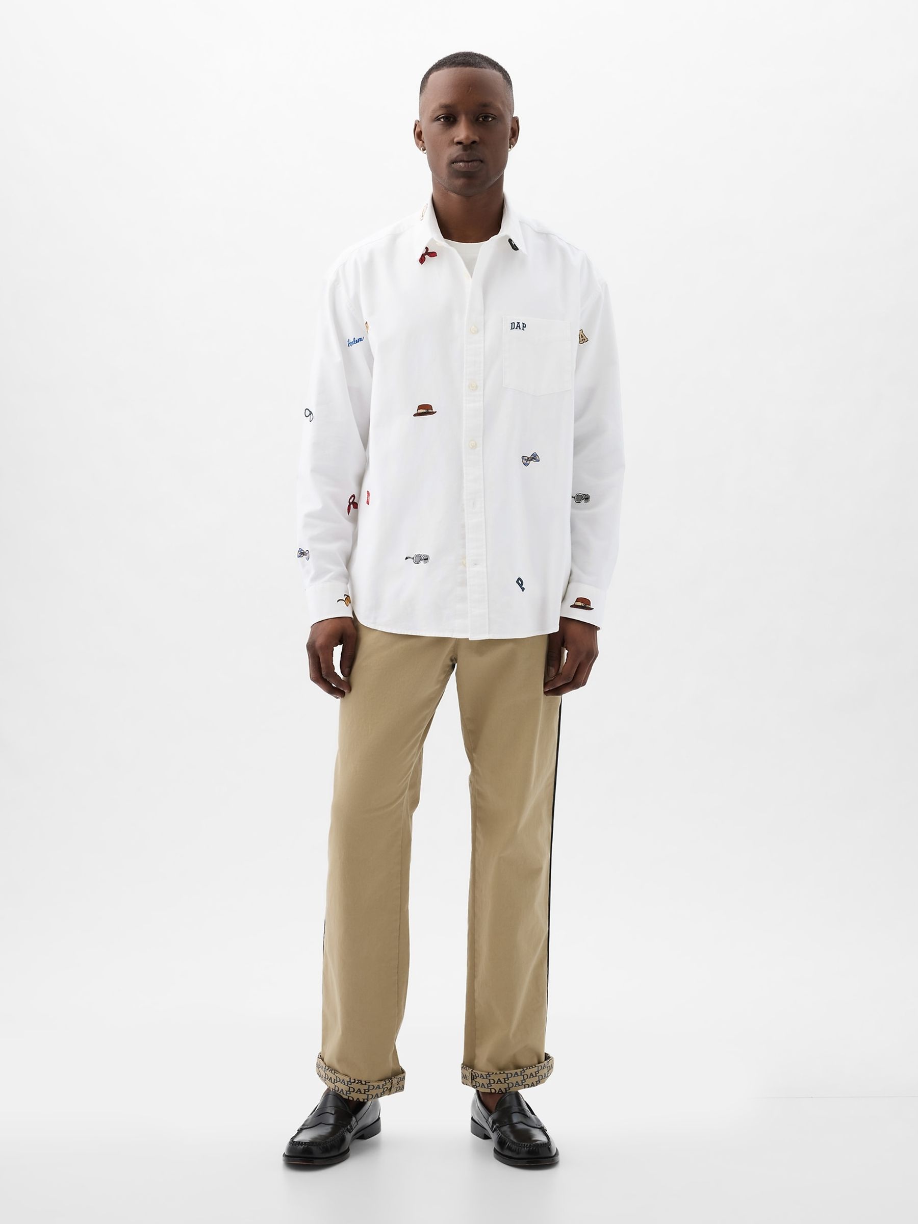White Dapper Dan Embroidered Oxford Shirt - Image 3 of 4
