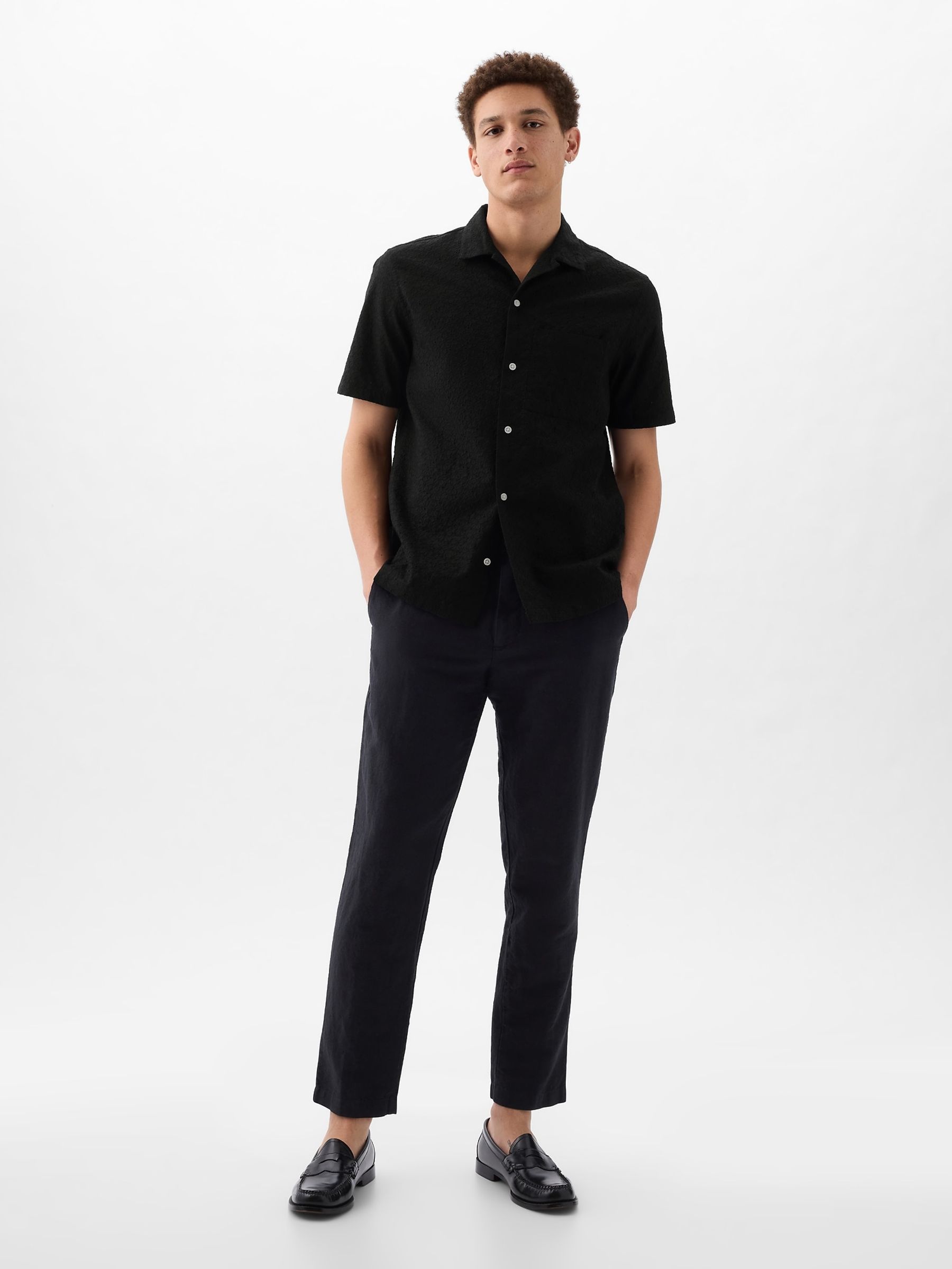 Black Eyelet Resort Shirt in Standard Fit - Image 3 of 4