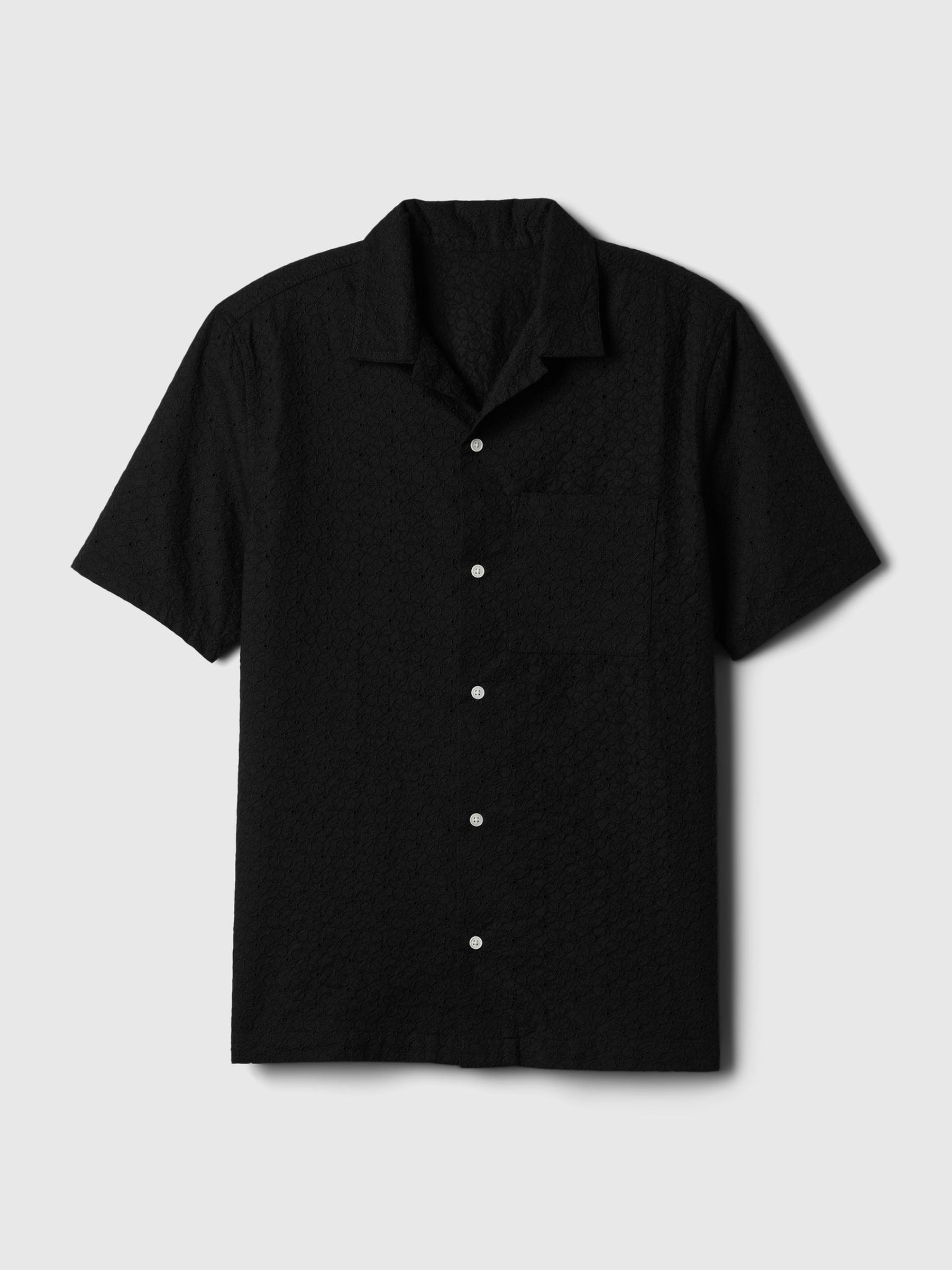 Black Eyelet Resort Shirt in Standard Fit - Image 4 of 4
