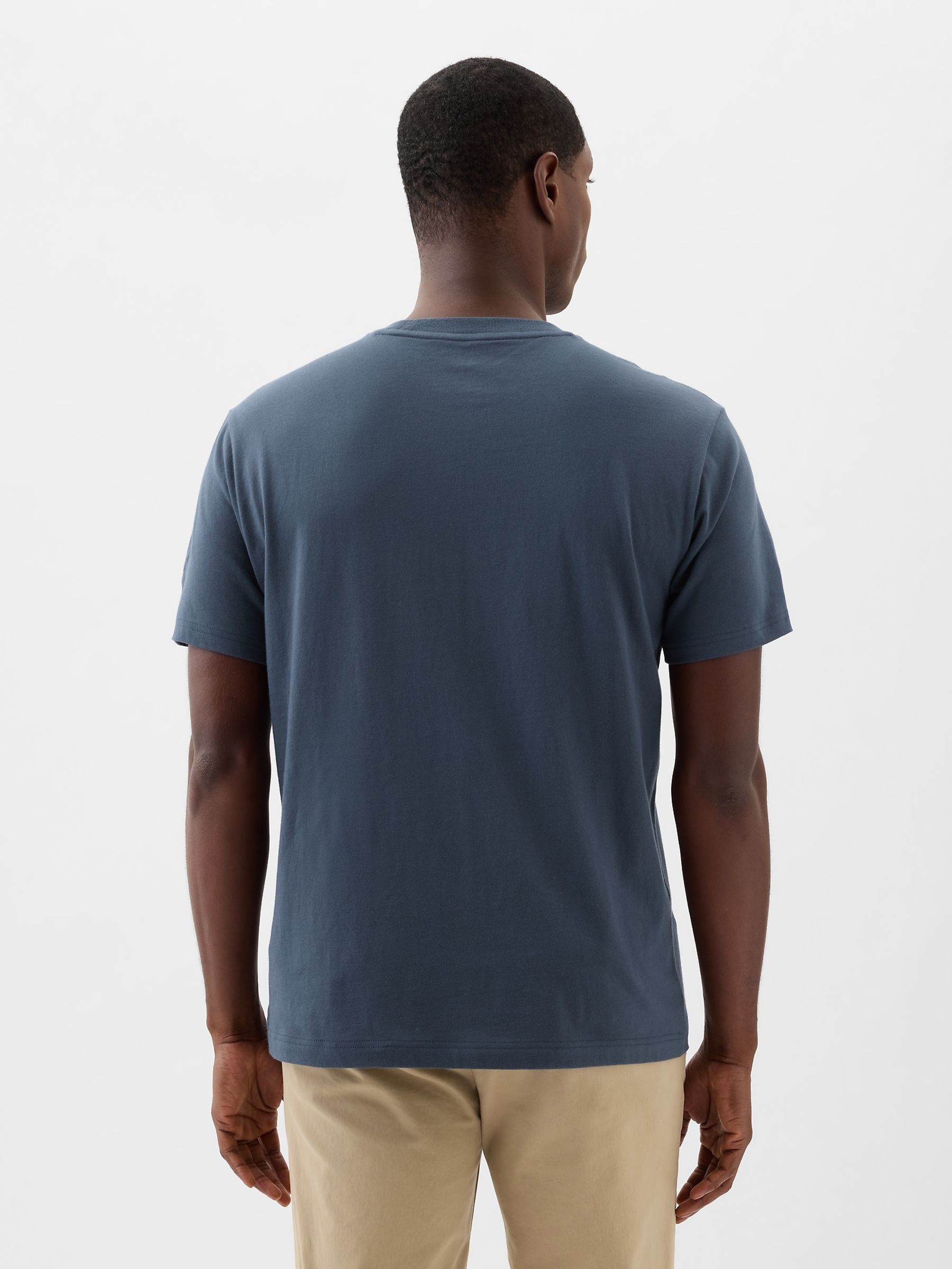 Dark Blue Original Pocket 100% Cotton Crew Neck Short Sleeve T-Shirt - Image 2 of 6