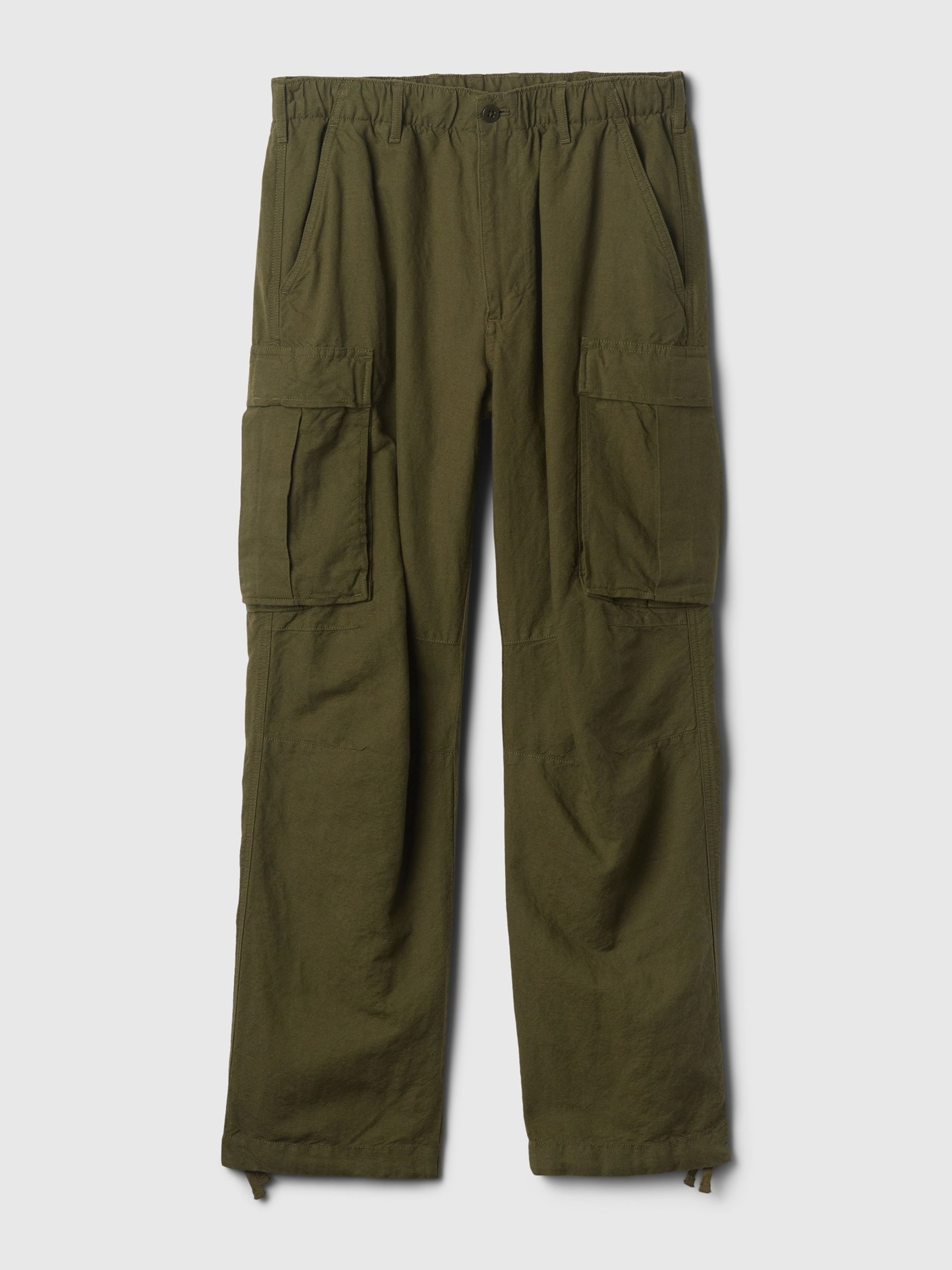 Green Linen Blend Cargo Trousers - Image 6 of 6