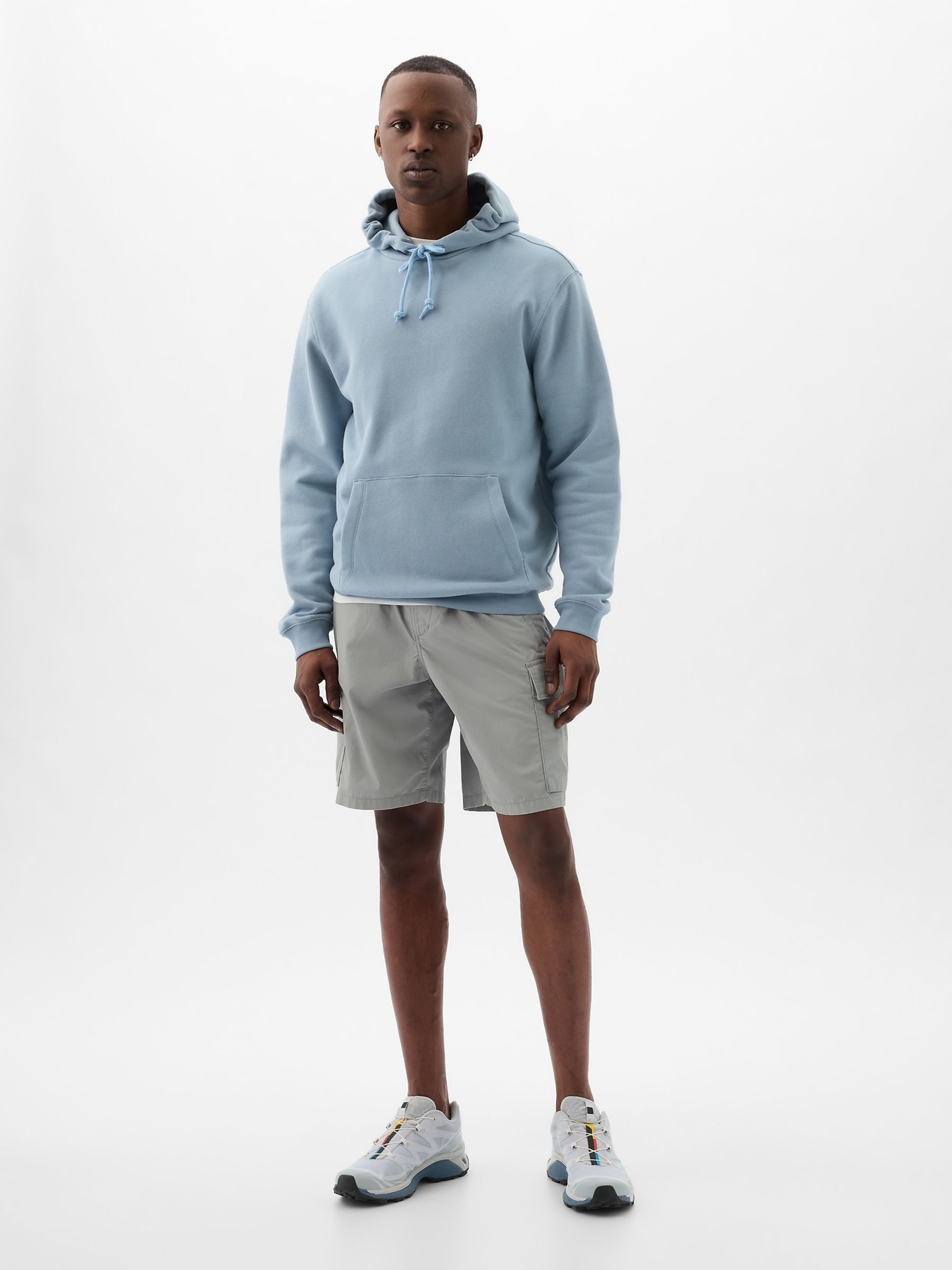 Grey Poplin Cargo Shorts - Image 4 of 5