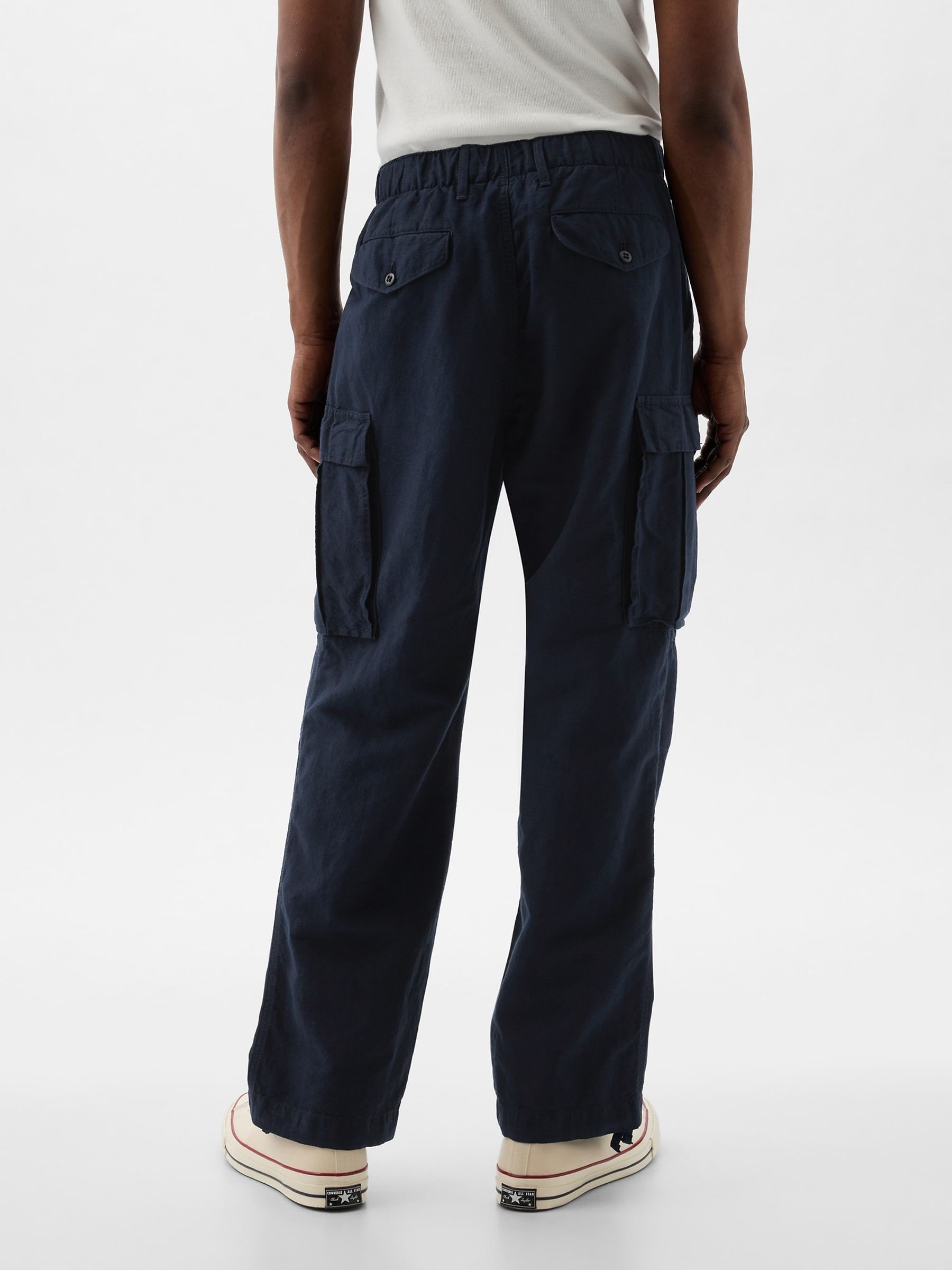 Blue Linen Blend Cargo Trousers - Image 2 of 5