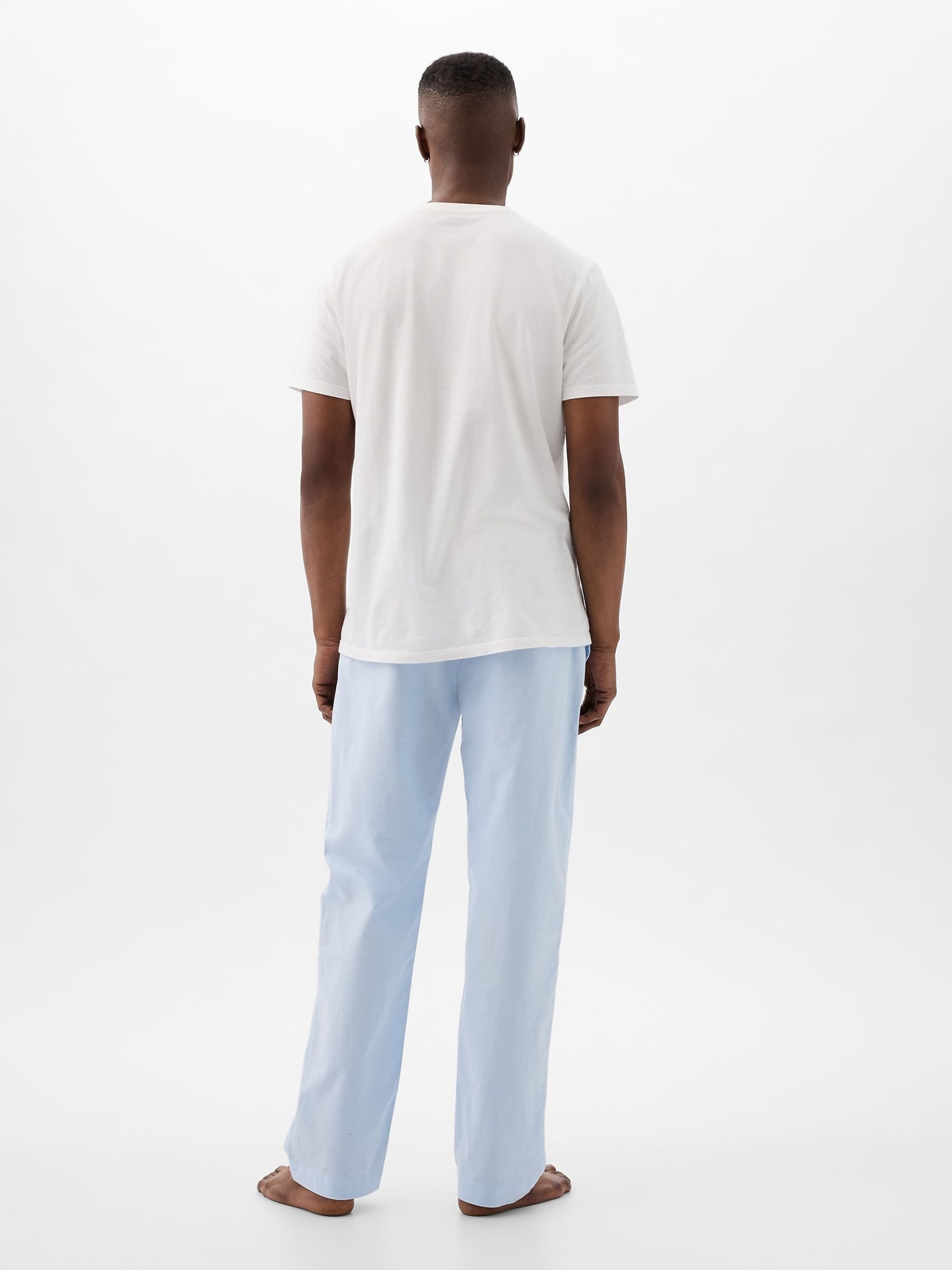 Light Blue Soft Cotton Woven Pyjama Bottoms - Image 2 of 3