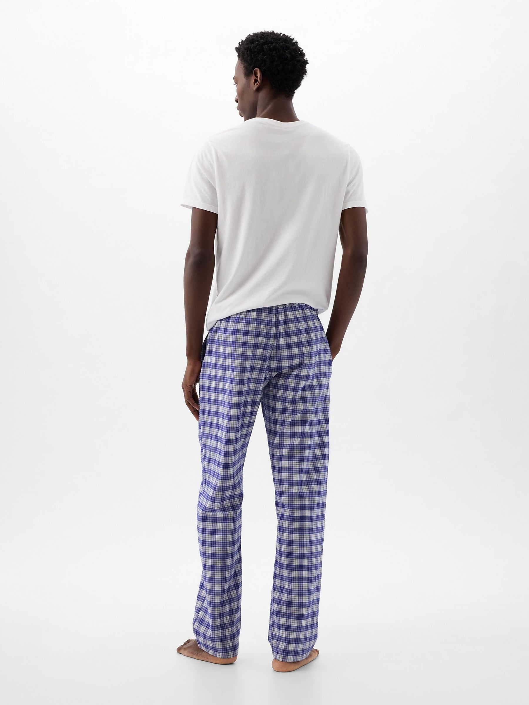 Dark Blue Check Soft Cotton Woven Pyjama Bottoms - Image 2 of 4