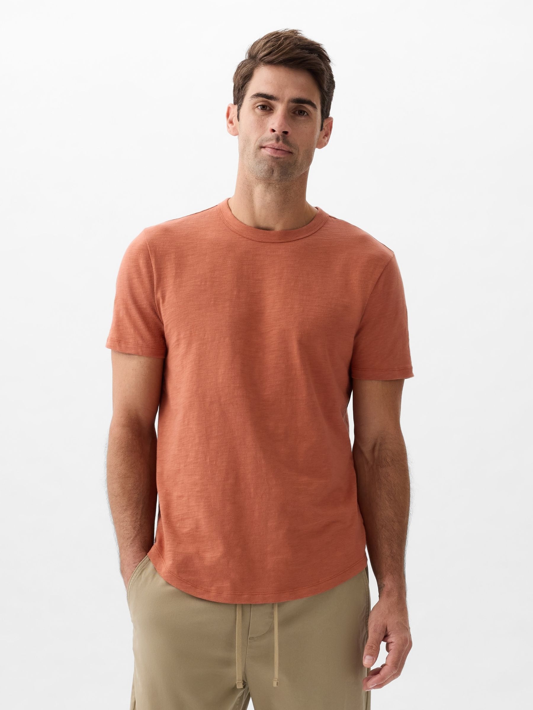 Orange Cotton Short Sleeve Curved Hem T-Shirt - Image 1 of 1