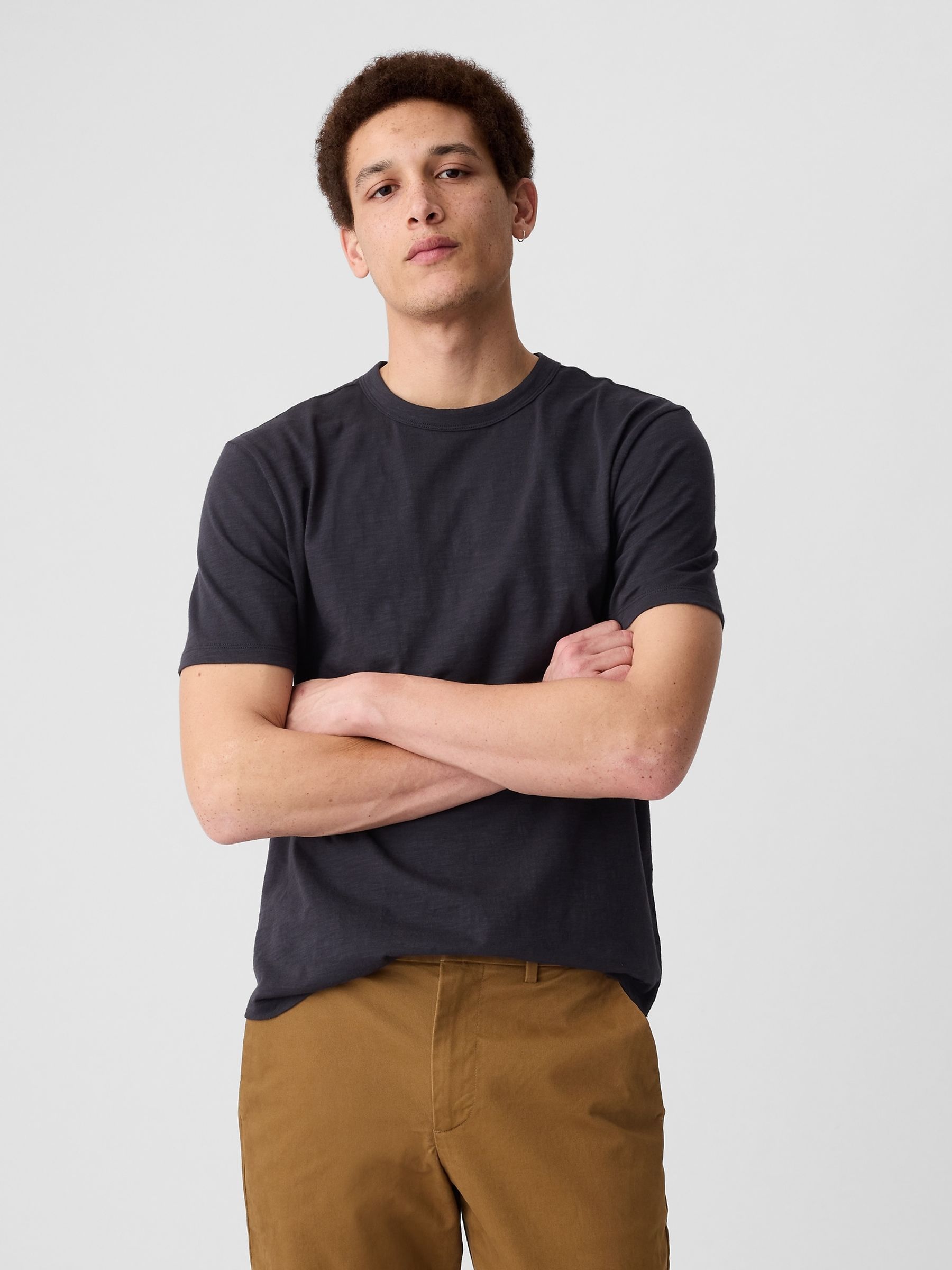 Black Cotton Short Sleeve Curved Hem T-Shirt - Image 1 of 1