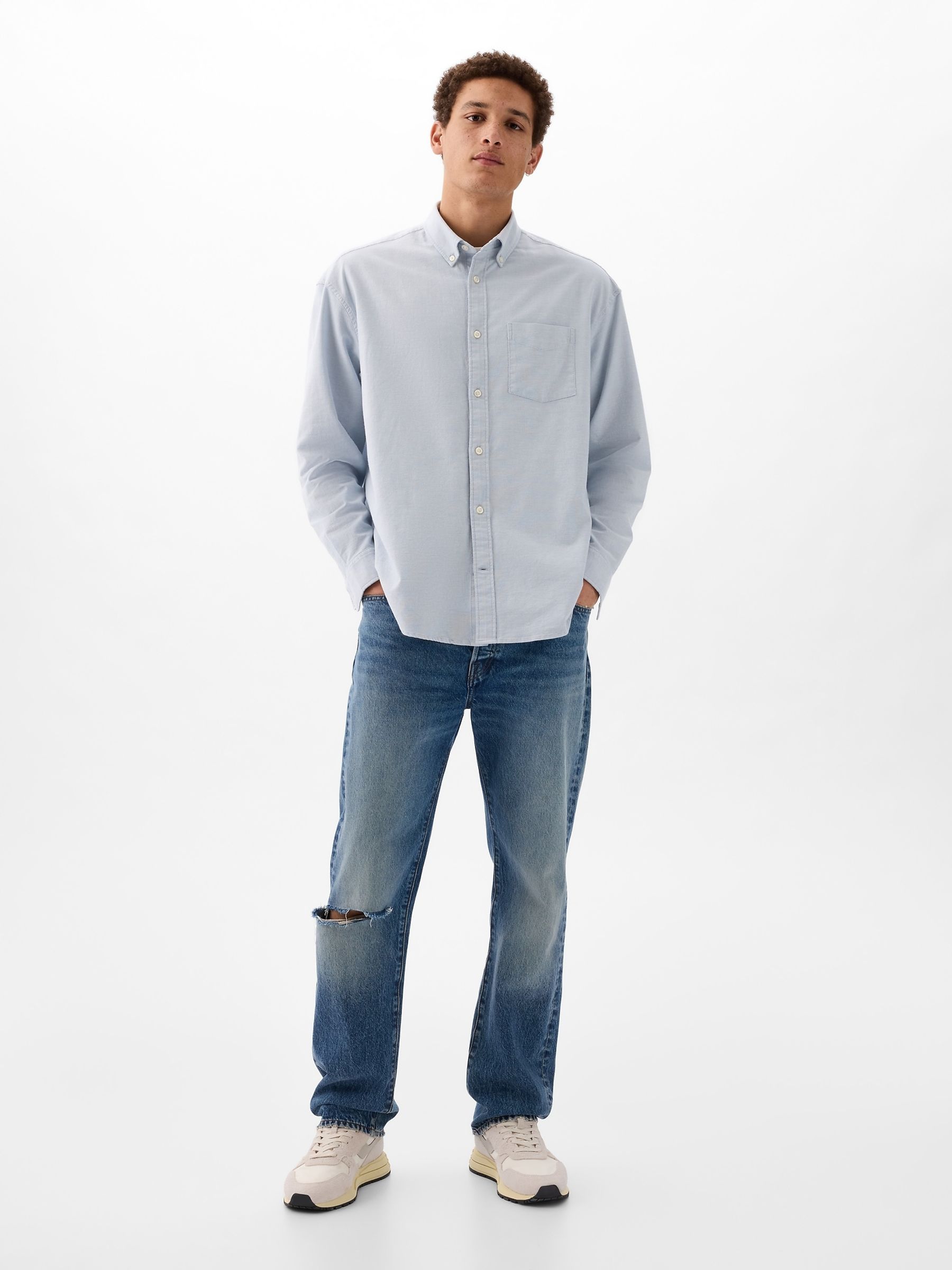 Blue Long Sleeve Oversized Oxford Shirt - Image 2 of 3