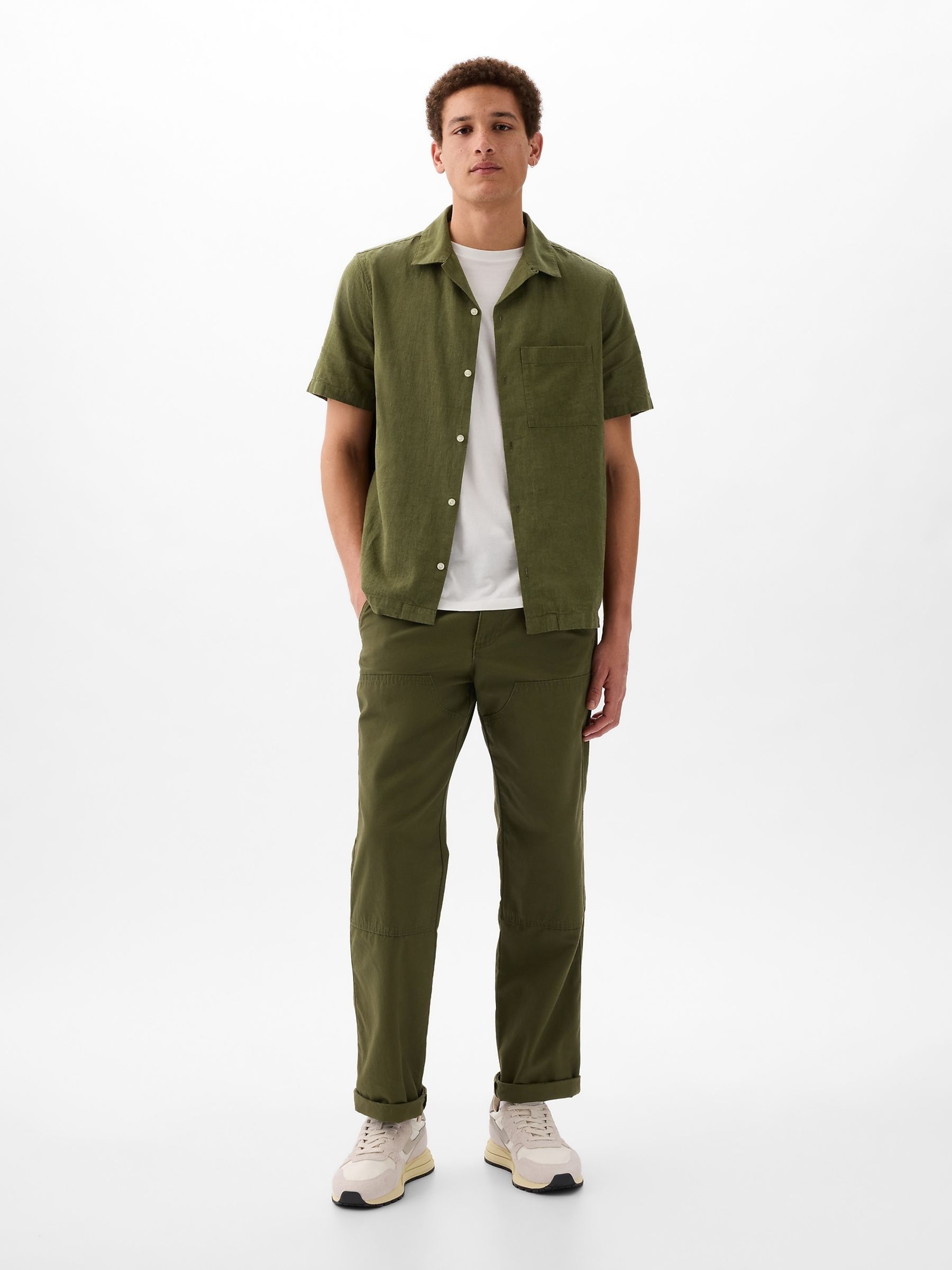 Green Linen Cotton Short Sleeve Shirt - Image 4 of 5