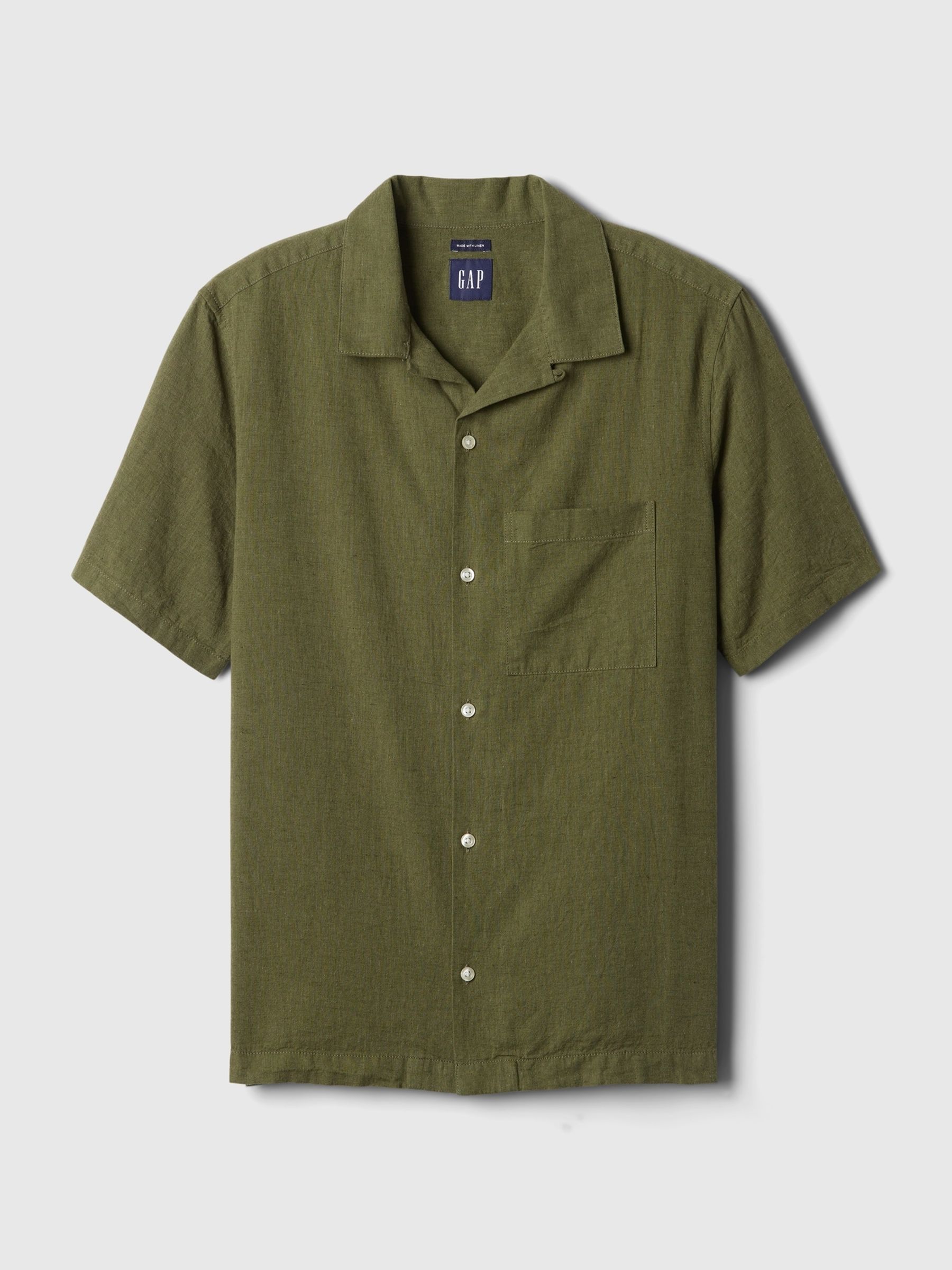 Green Linen Cotton Short Sleeve Shirt - Image 5 of 5