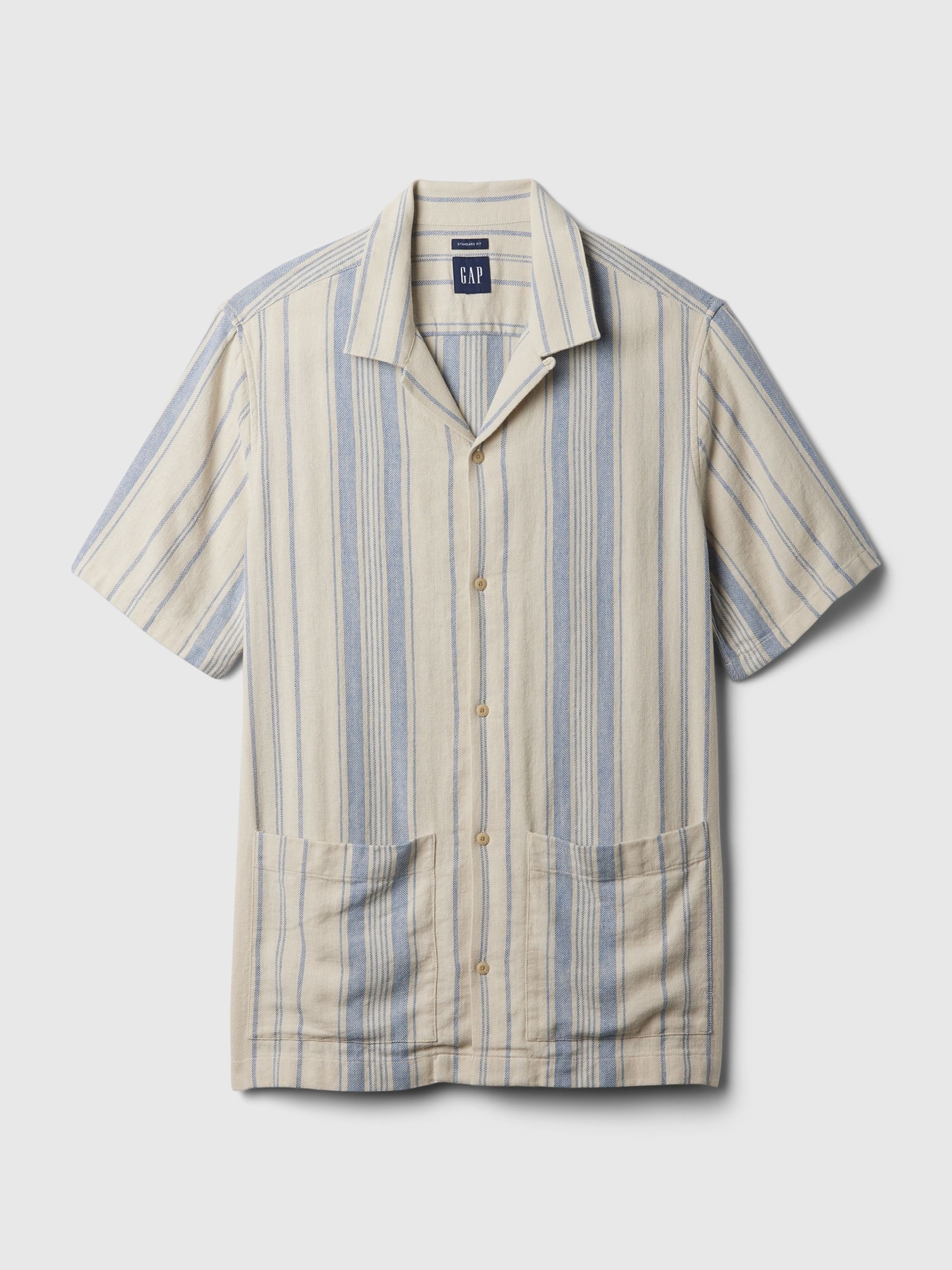 Cream Short Sleeve Linen Cotton Shirt - Image 4 of 4