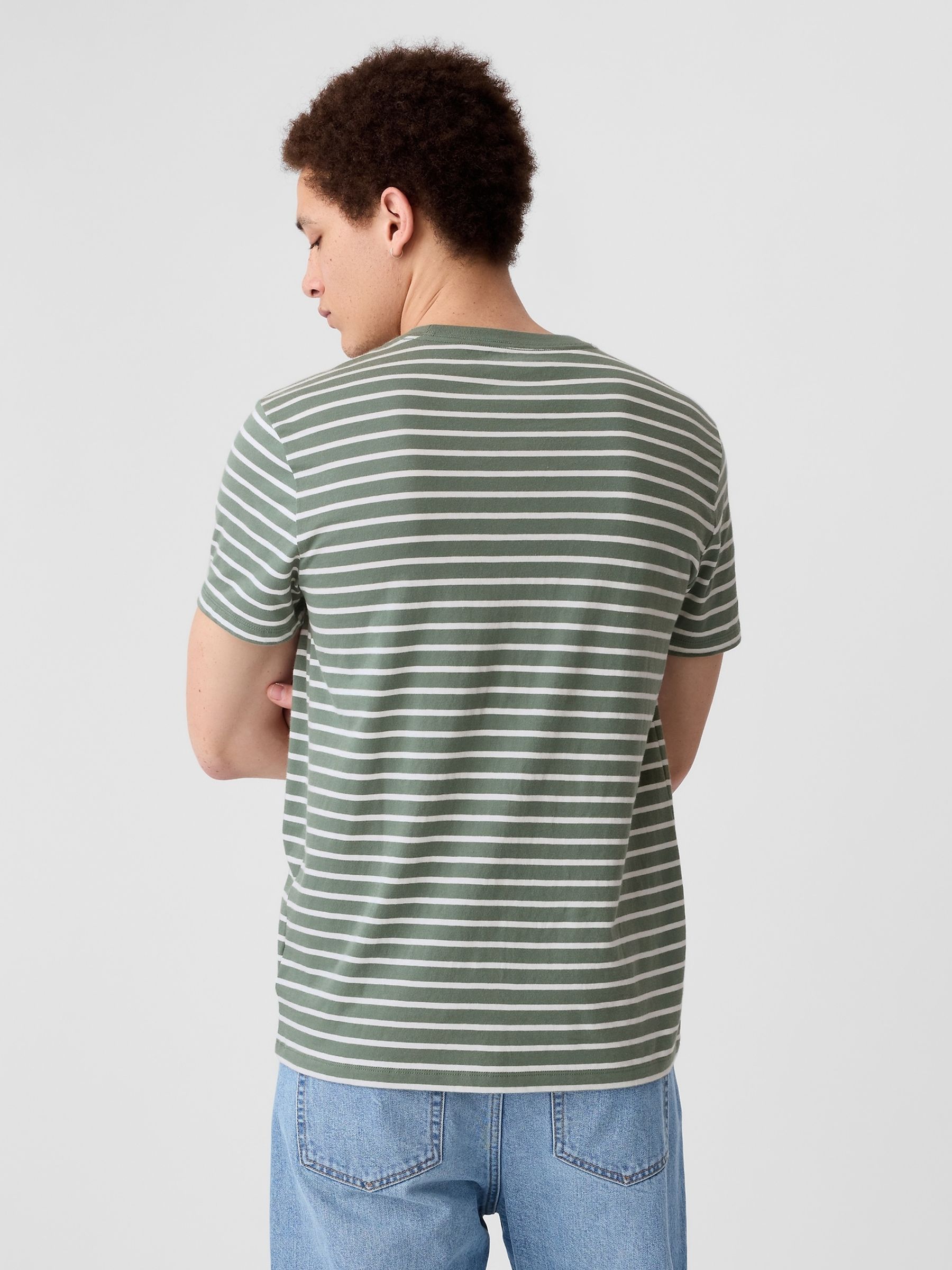 Green Cotton Everyday Soft Stripe T-Shirt - Image 2 of 3