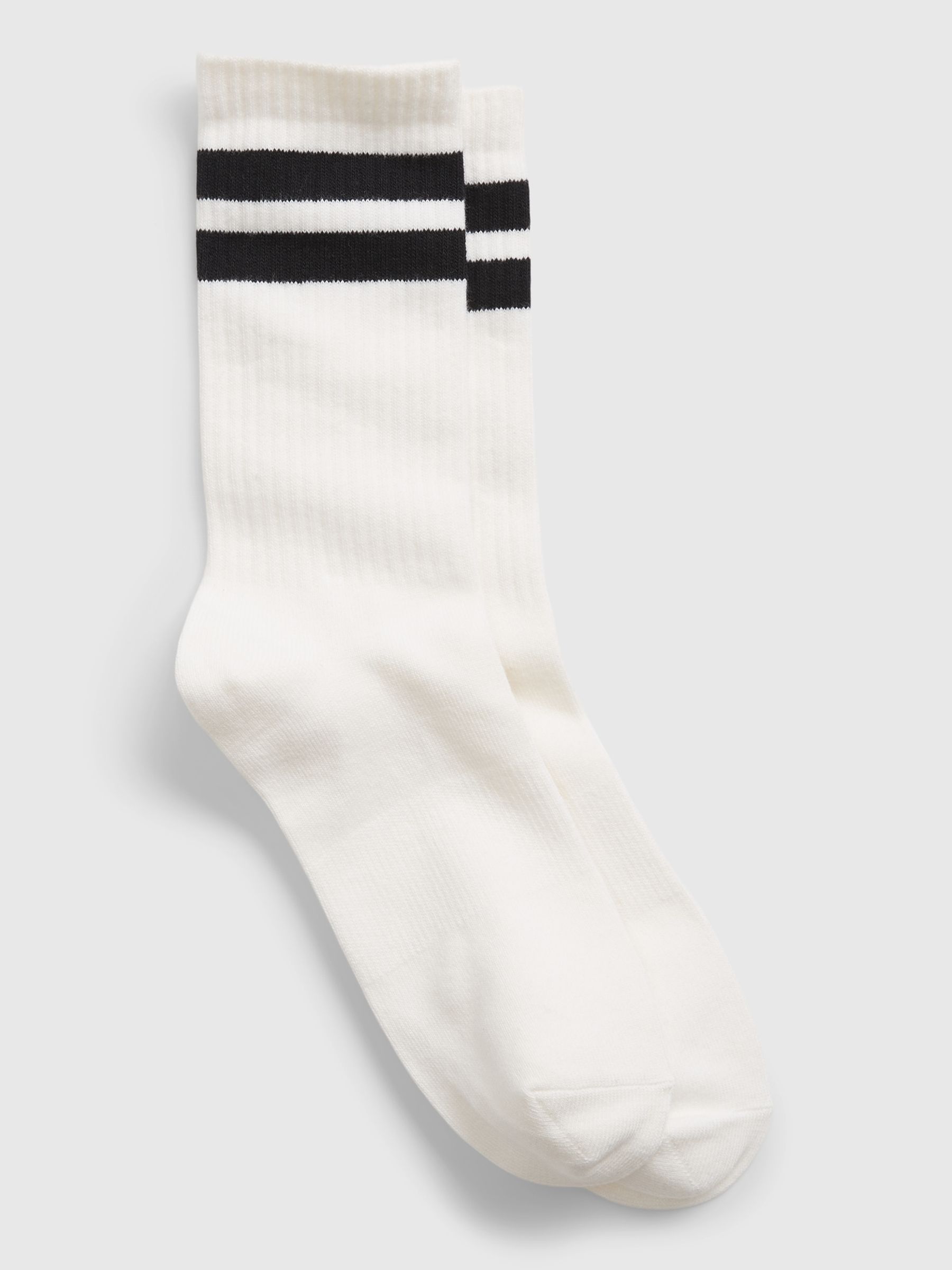 White Adults Crew Knit Socks - Image 1 of 1