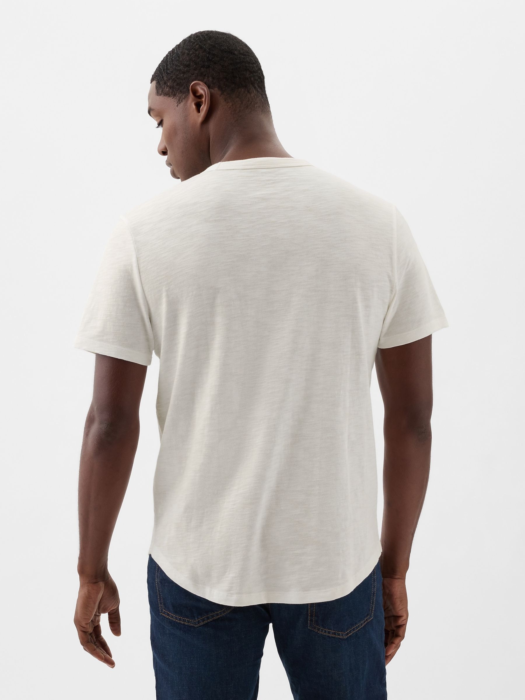 White Cotton Short Sleeve Curved Hem T-Shirt - Image 2 of 4
