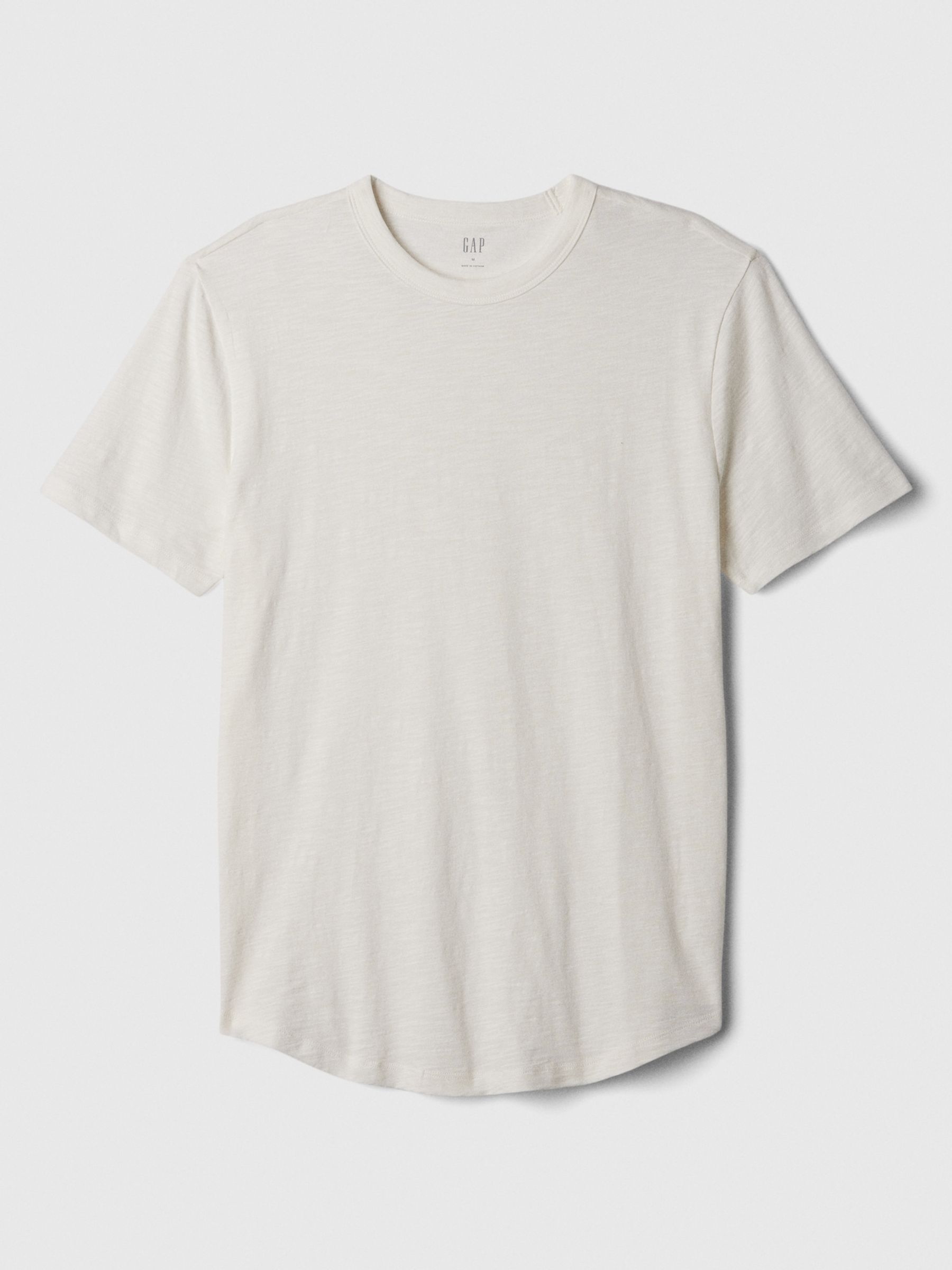 White Cotton Short Sleeve Curved Hem T-Shirt - Image 3 of 4