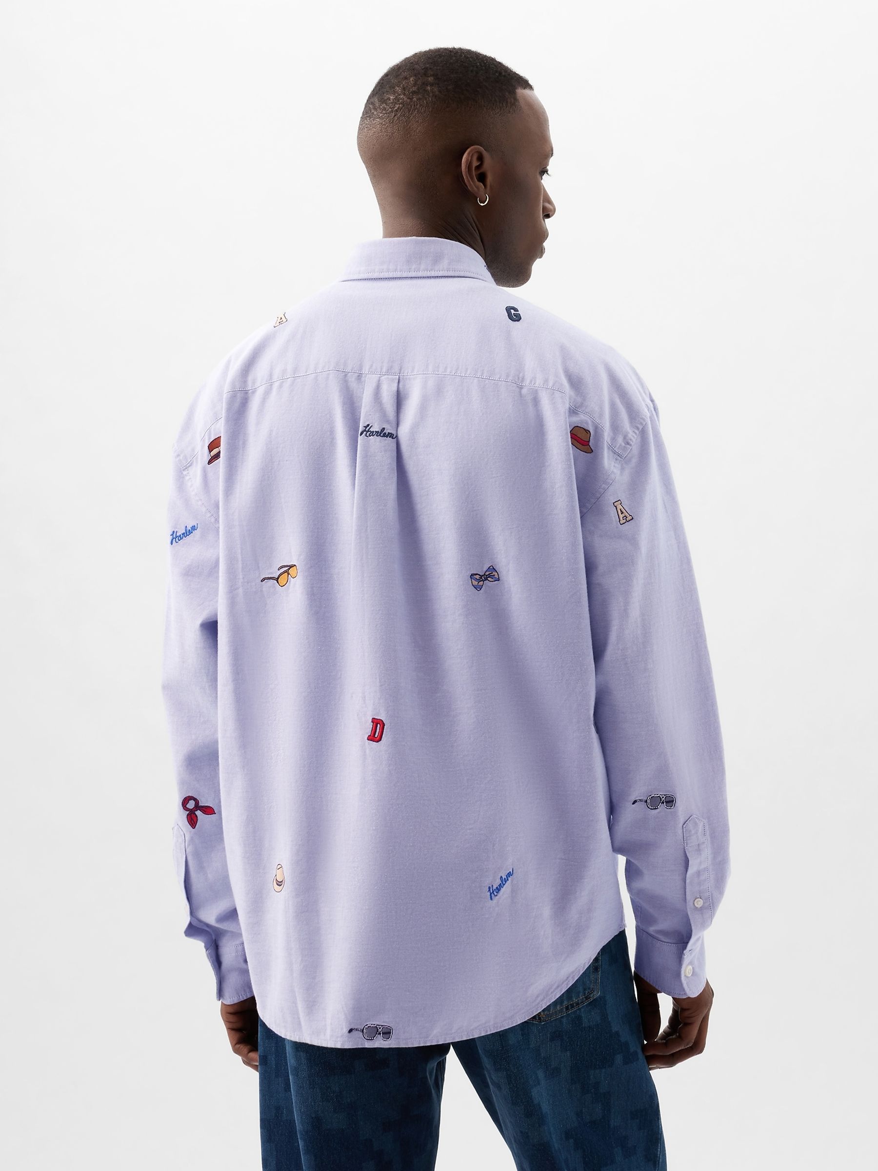 Blue Dapper Dan Embroidered Oxford Shirt - Image 2 of 5