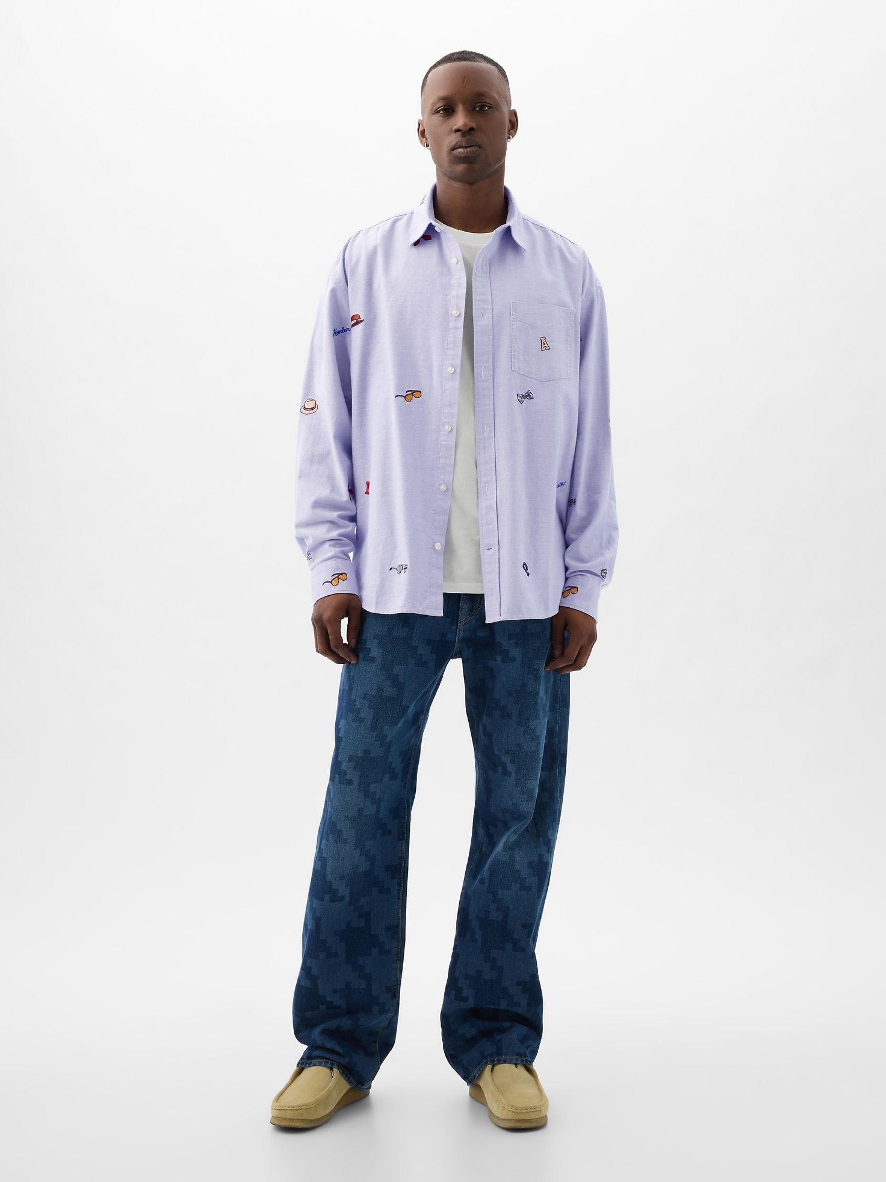 Blue Dapper Dan Embroidered Oxford Shirt - Image 3 of 5