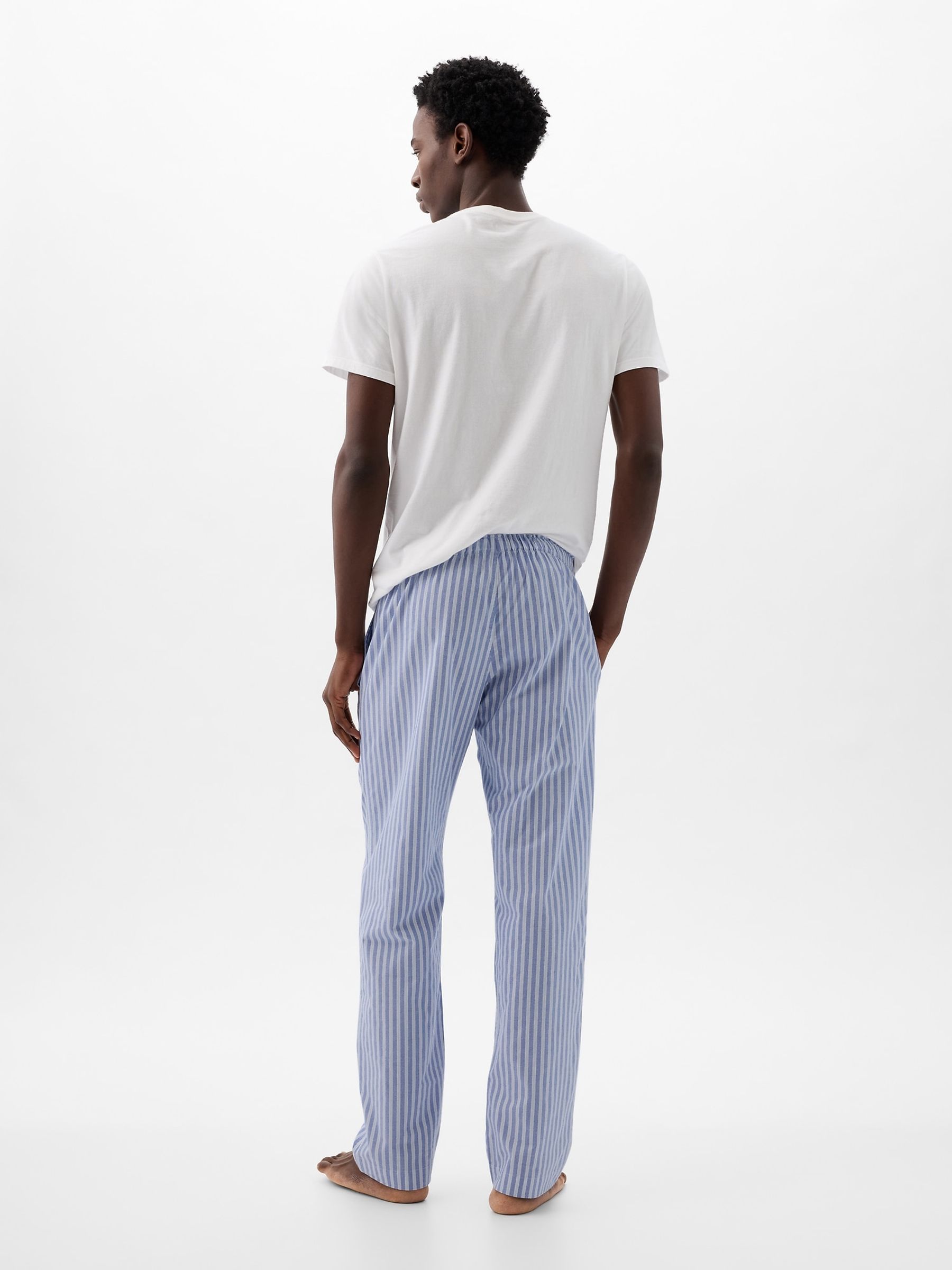 Light Blue Stripe Soft Cotton Woven Pyjama Bottoms - Image 2 of 3
