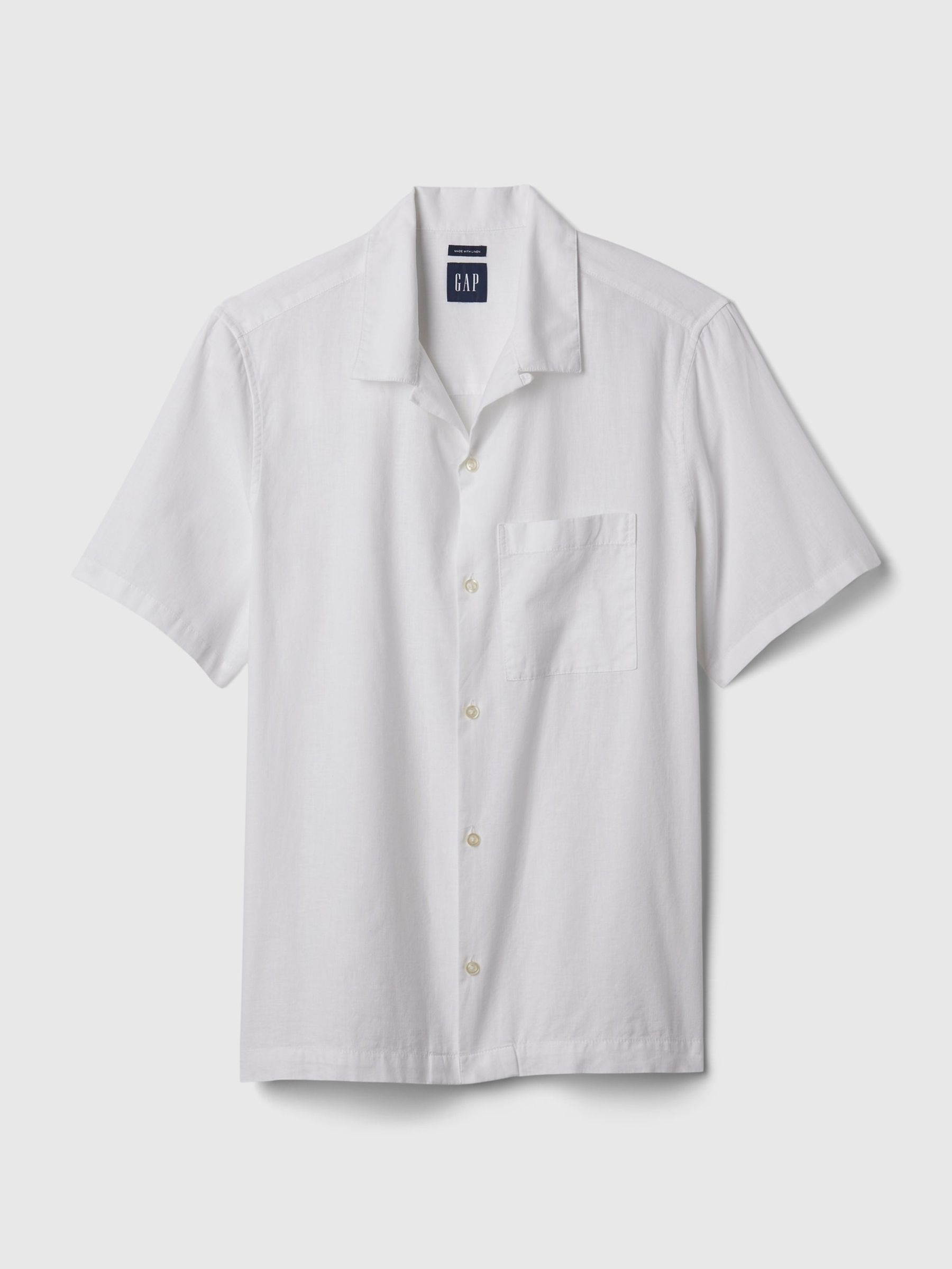 White Linen Cotton Short Sleeve Shirt - Image 4 of 4