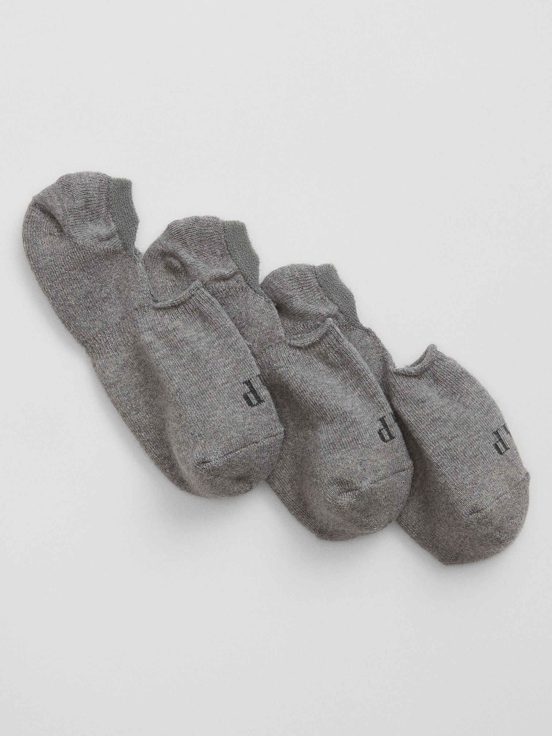 Grey Adults 3 Pack Logo No Show Socks - Image 1 of 1