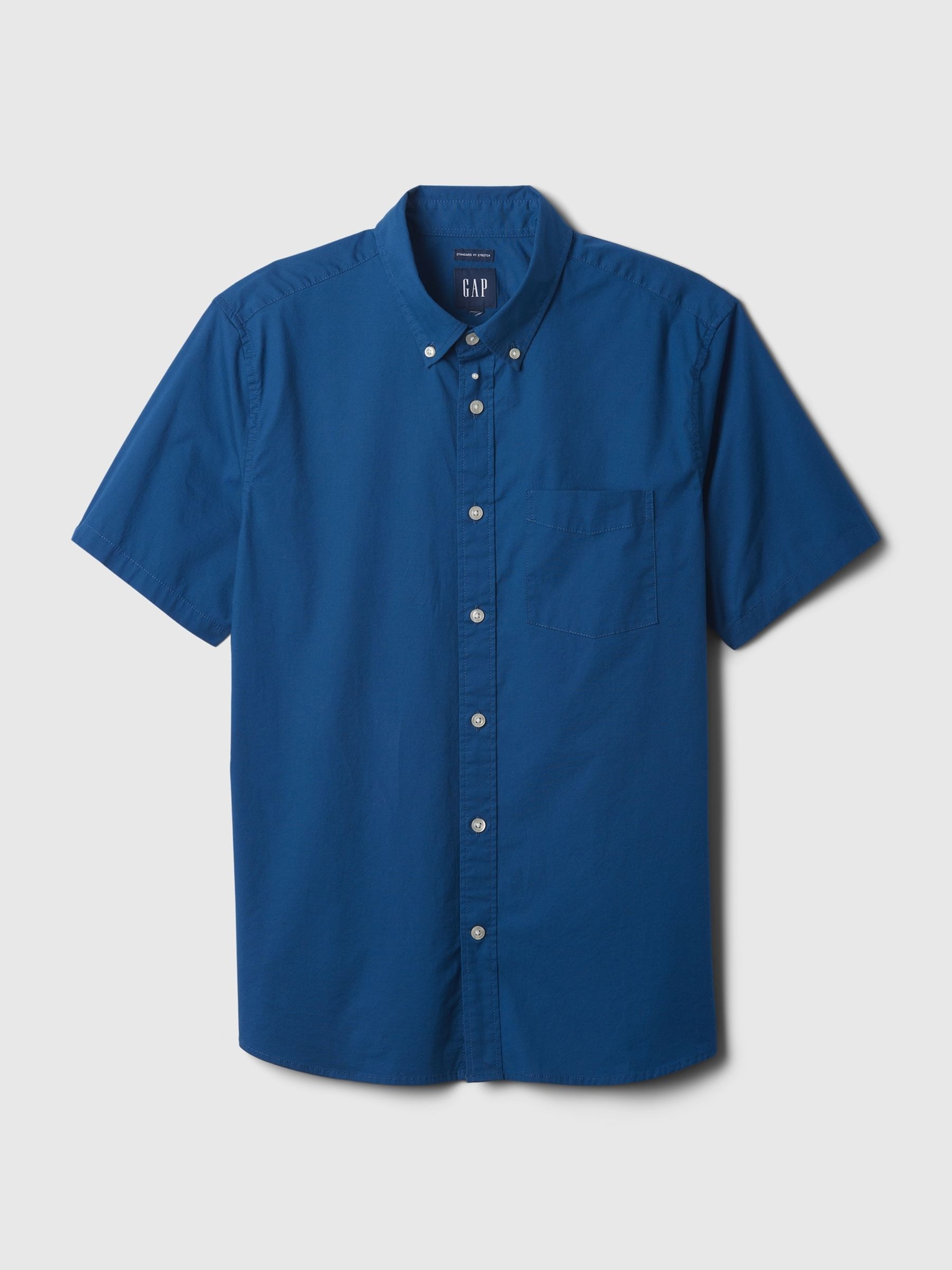 Blue All Day Poplin Short Sleeve Shirt in Standard Fit - Image 4 of 4
