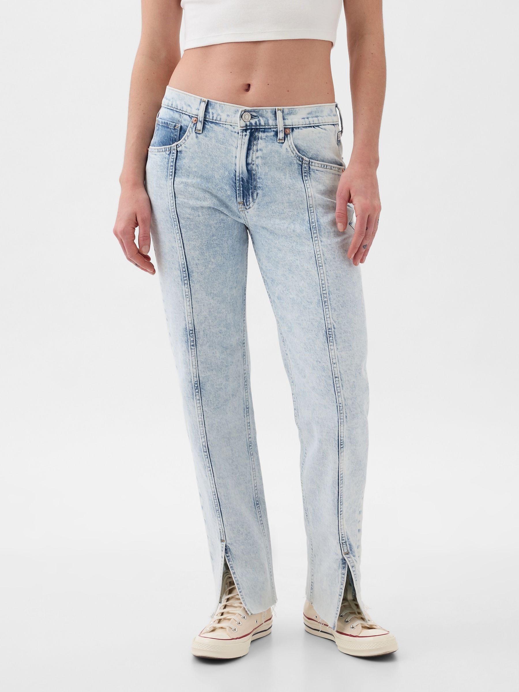 Acid Wash Blue Mid Rise 90s Loose Jeans - Image 3 of 6