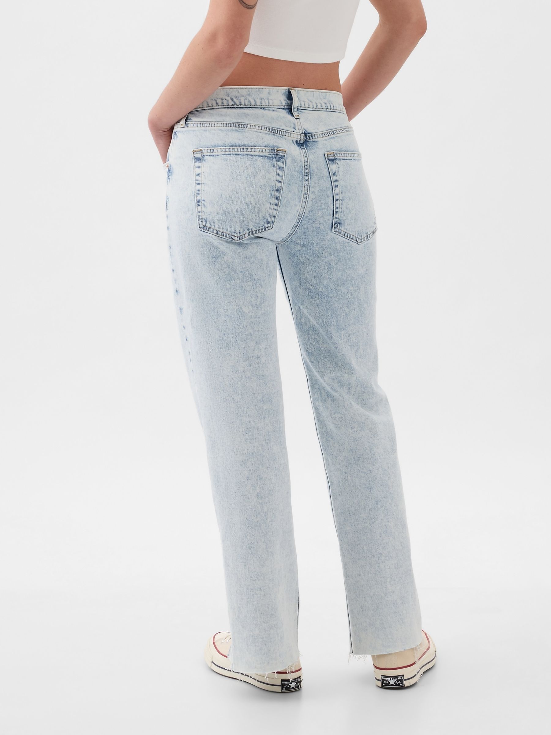 Acid Wash Blue Mid Rise 90s Loose Jeans - Image 4 of 6